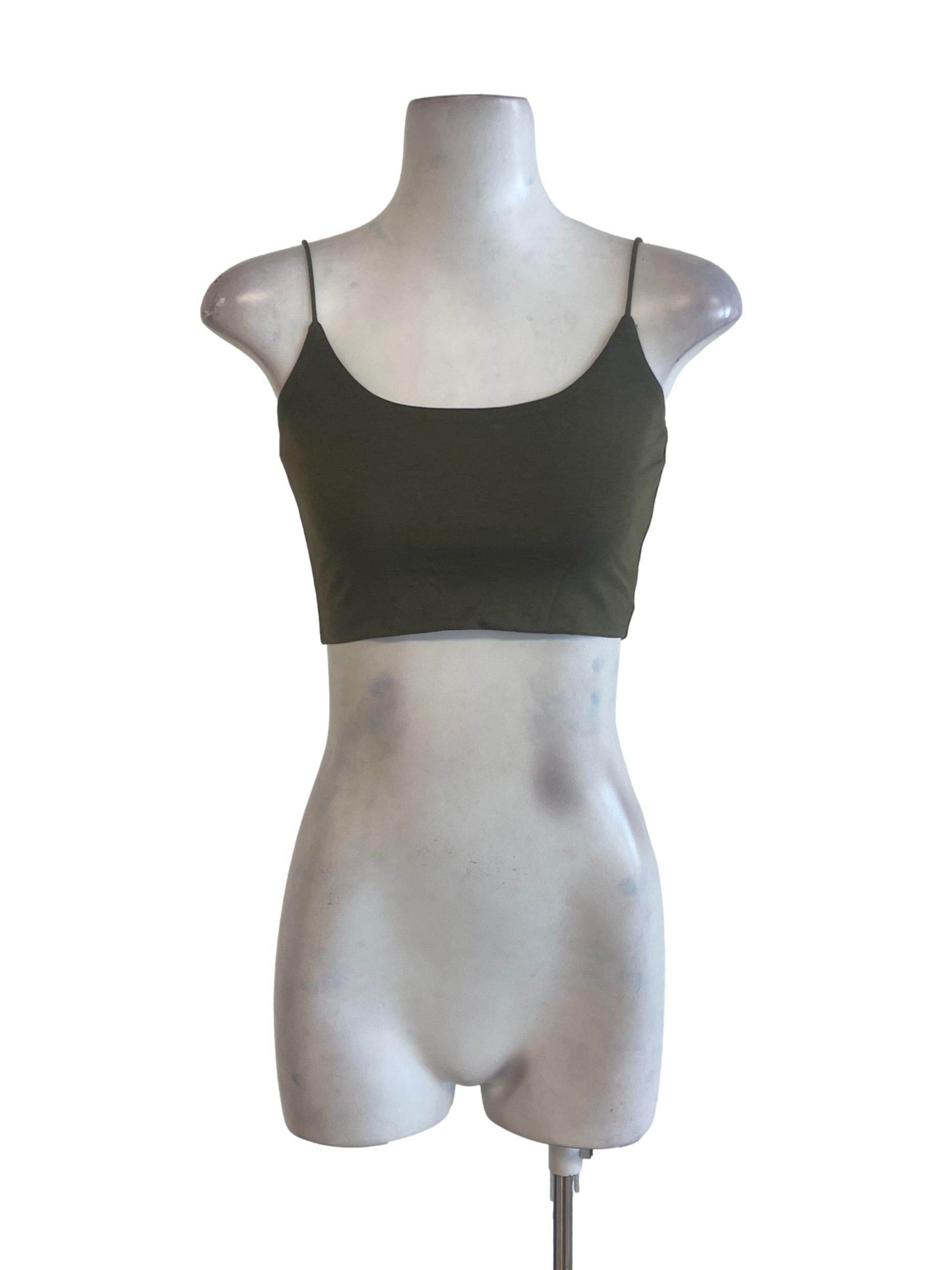Crocodile Green Spaghetti Strap Crop Top