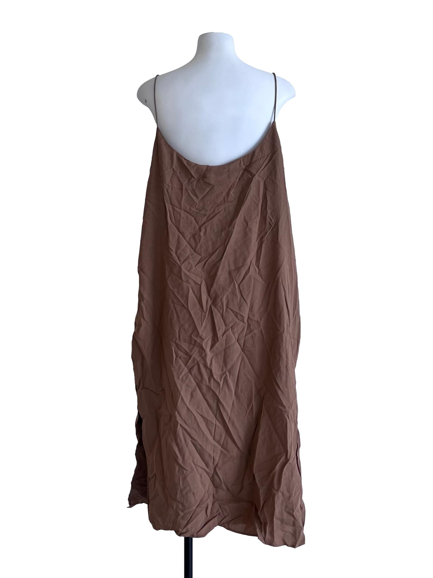 Brown Viscose Slip Dress OSN