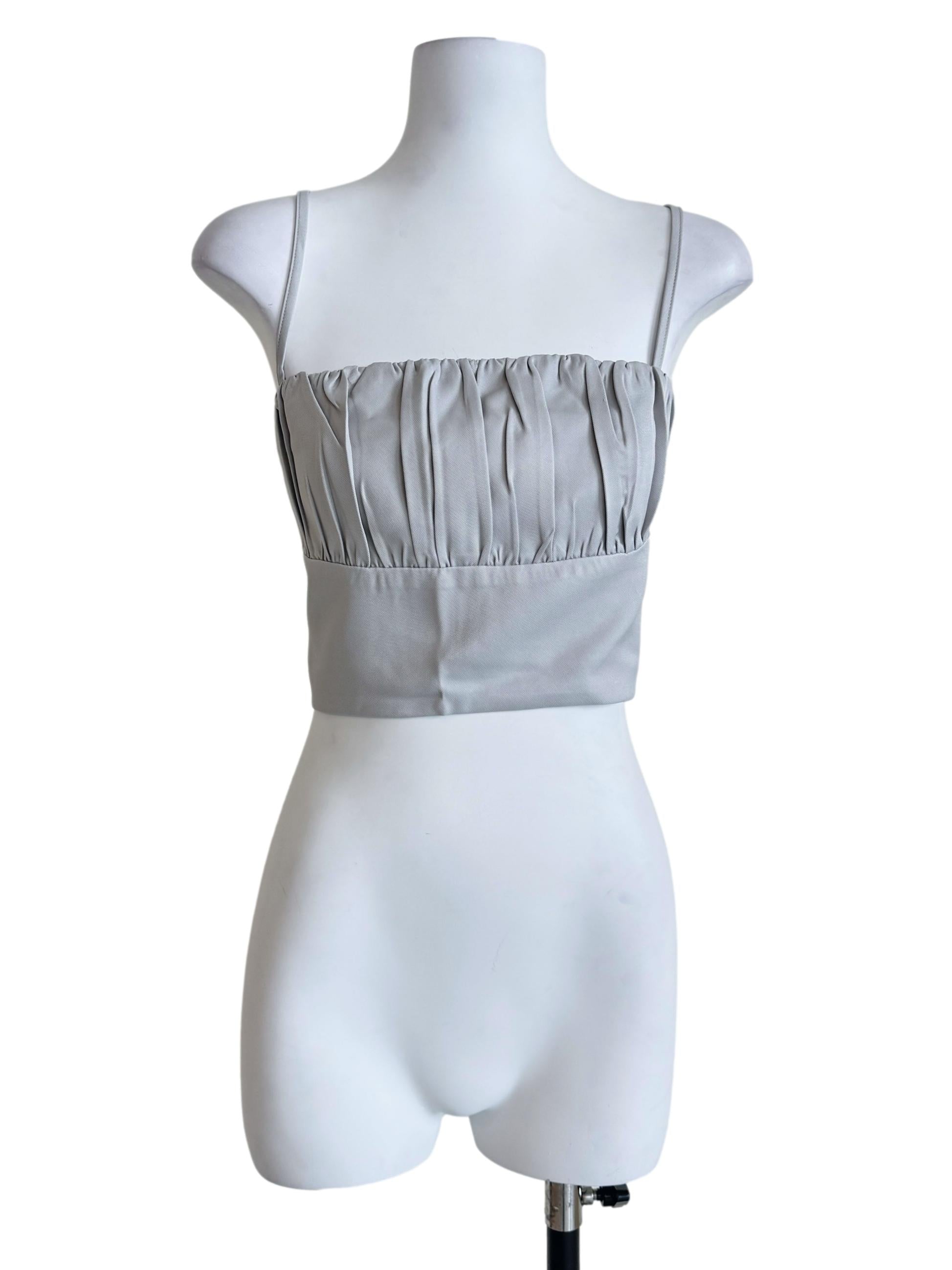 Grey Luisa Ruched Crop Spag Top