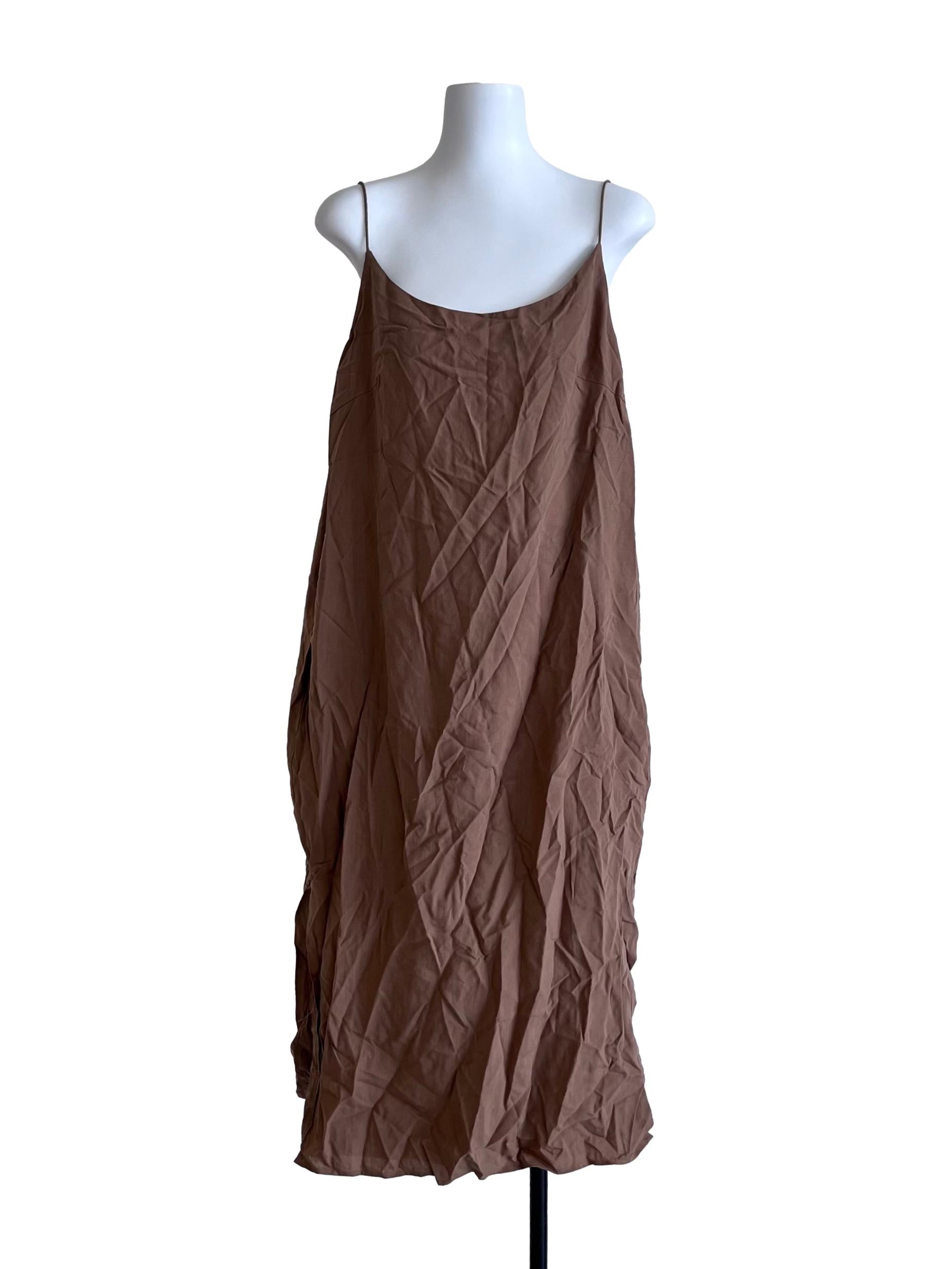 Brown Viscose Slip Dress OSN