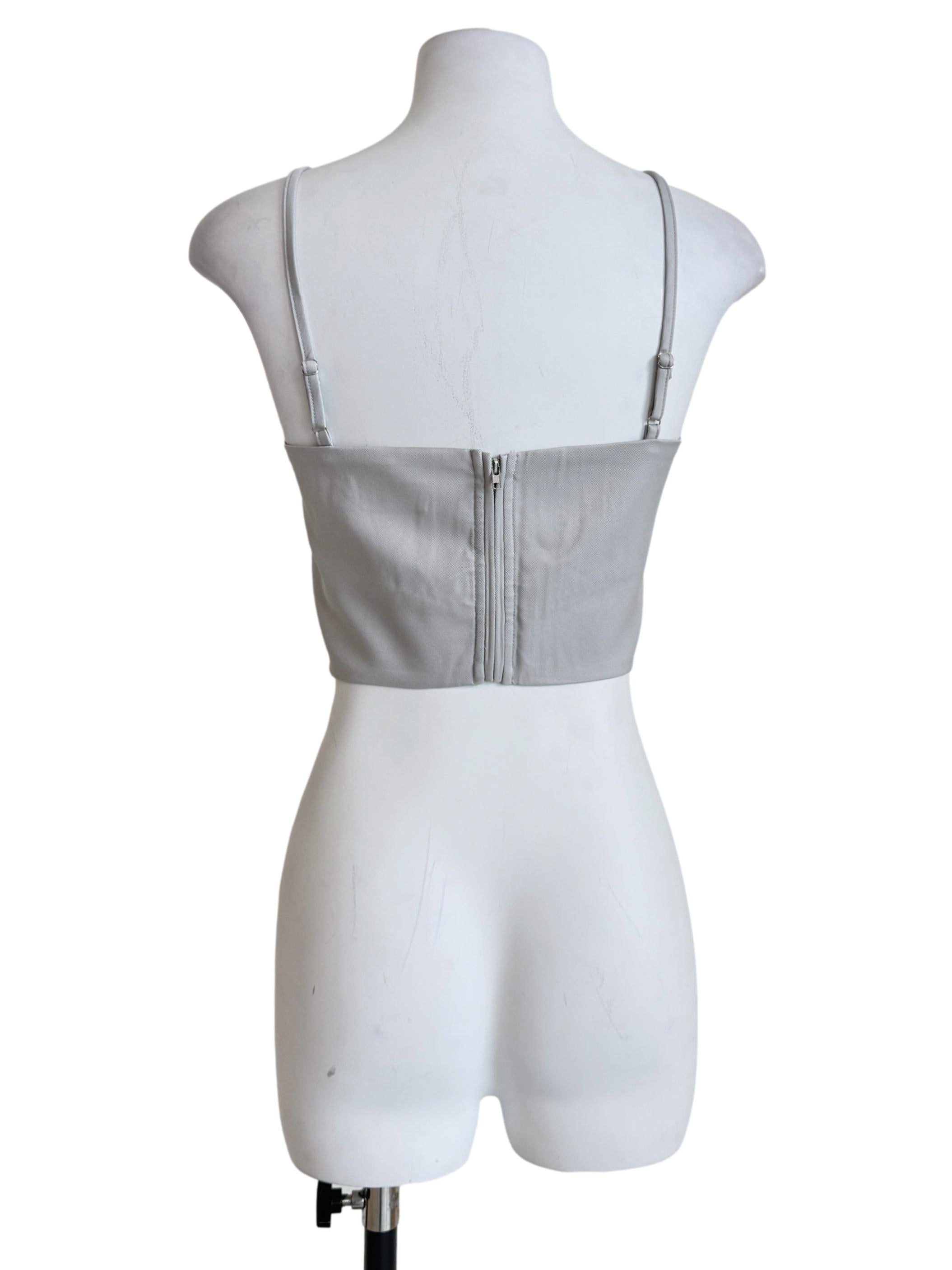 Grey Luisa Ruched Crop Spag Top