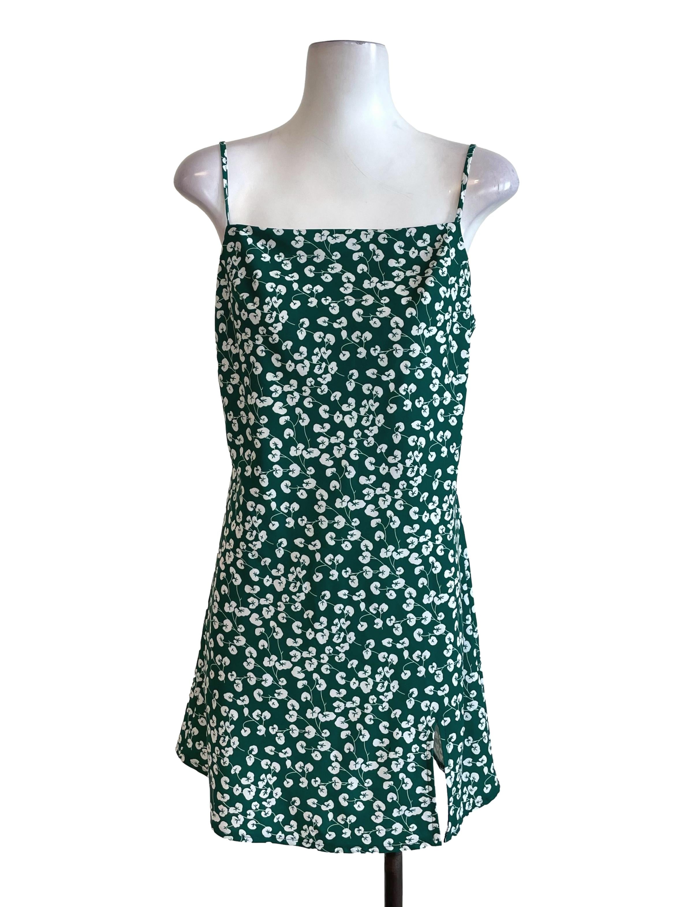 Pine Green Floral Cami Dress