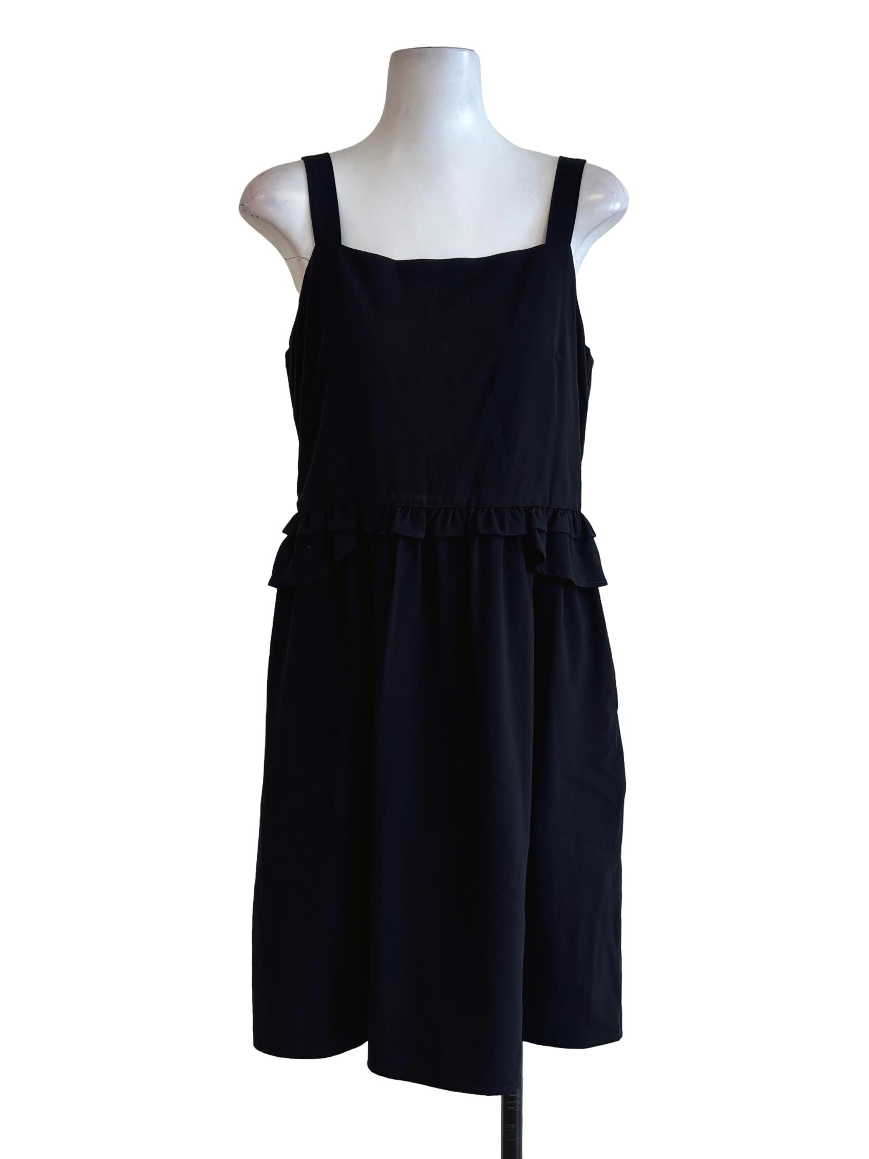 Blue Black Square Neck Dress