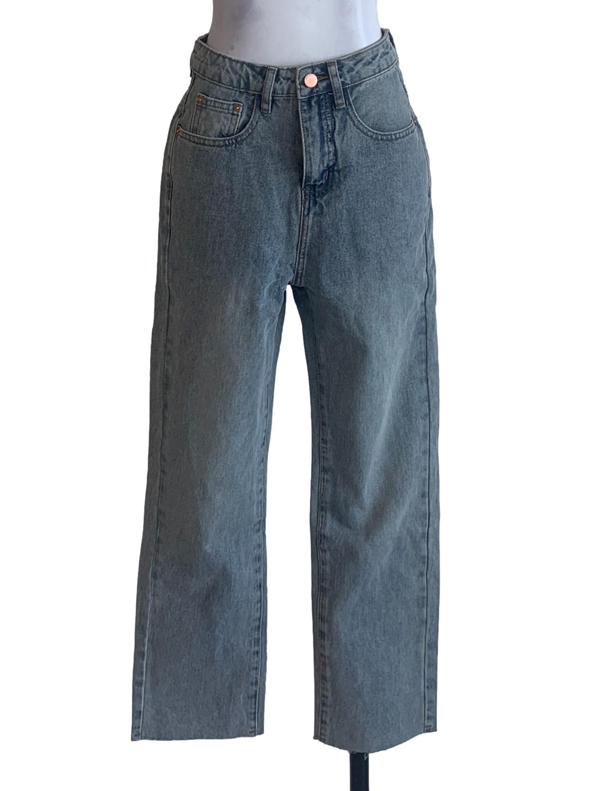 Washed Blue Straight Cut Jean
