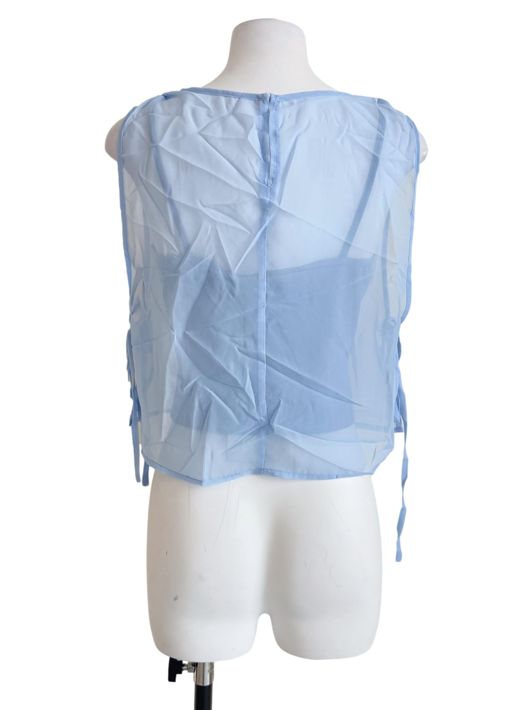 Blue Kyo Sheer Overlay Top