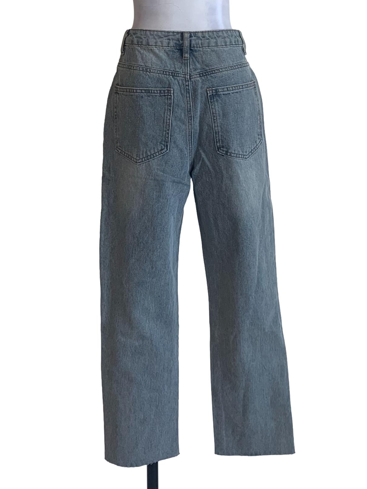 Washed Blue Straight Cut Jean