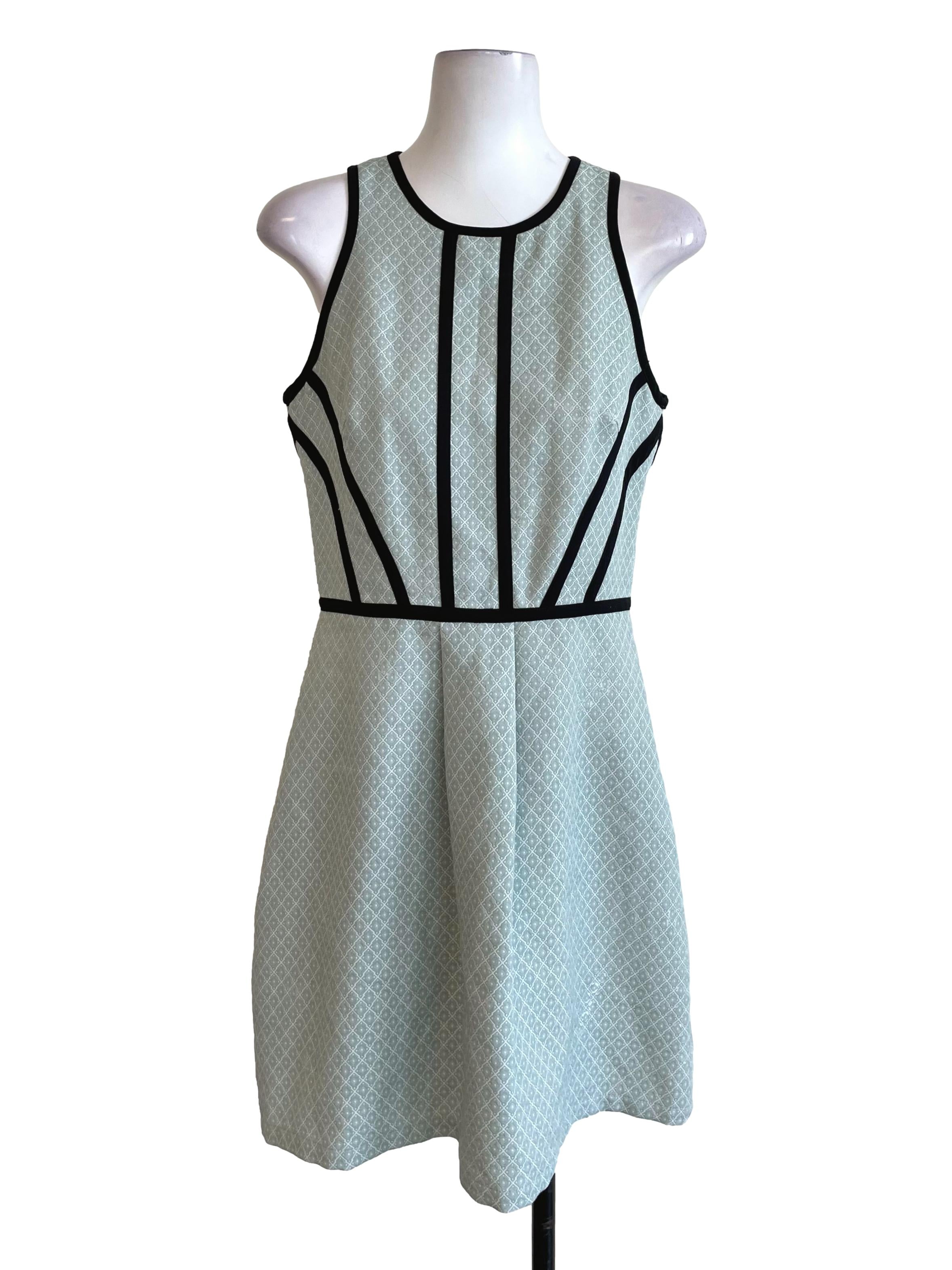 Light Mint Black Contrast Pegged Dress