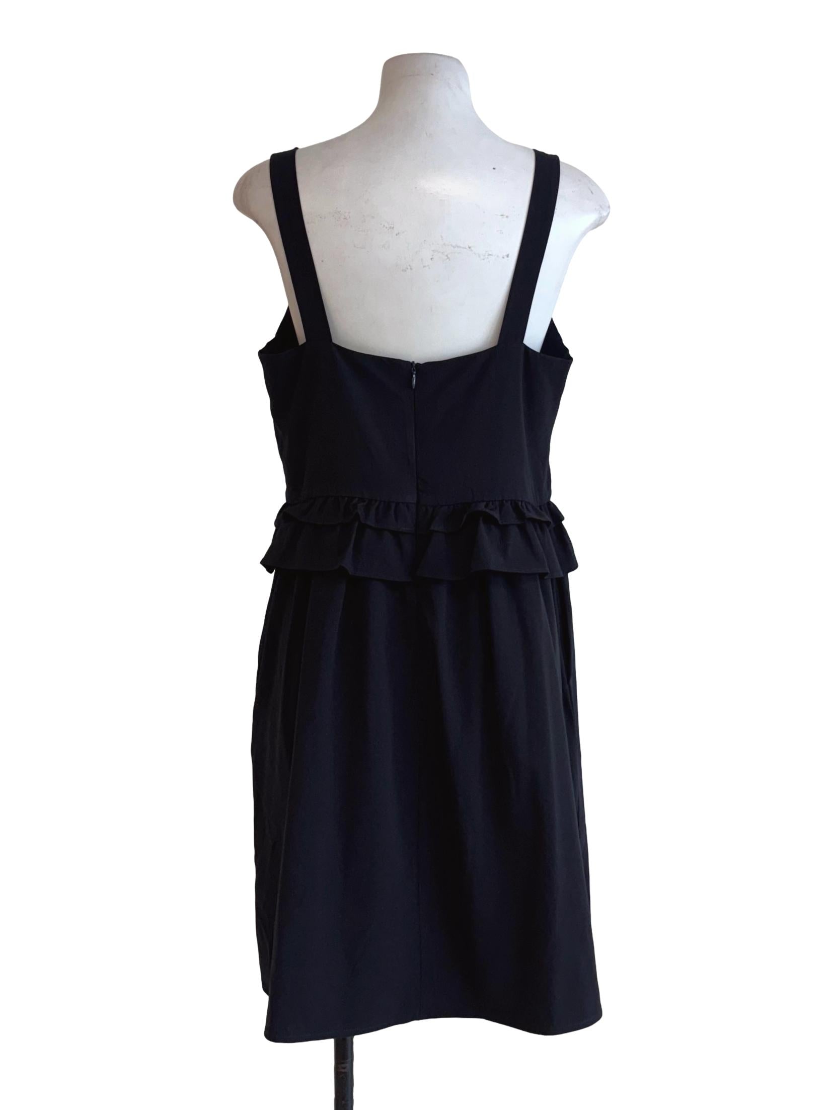 Blue Black Square Neck Dress