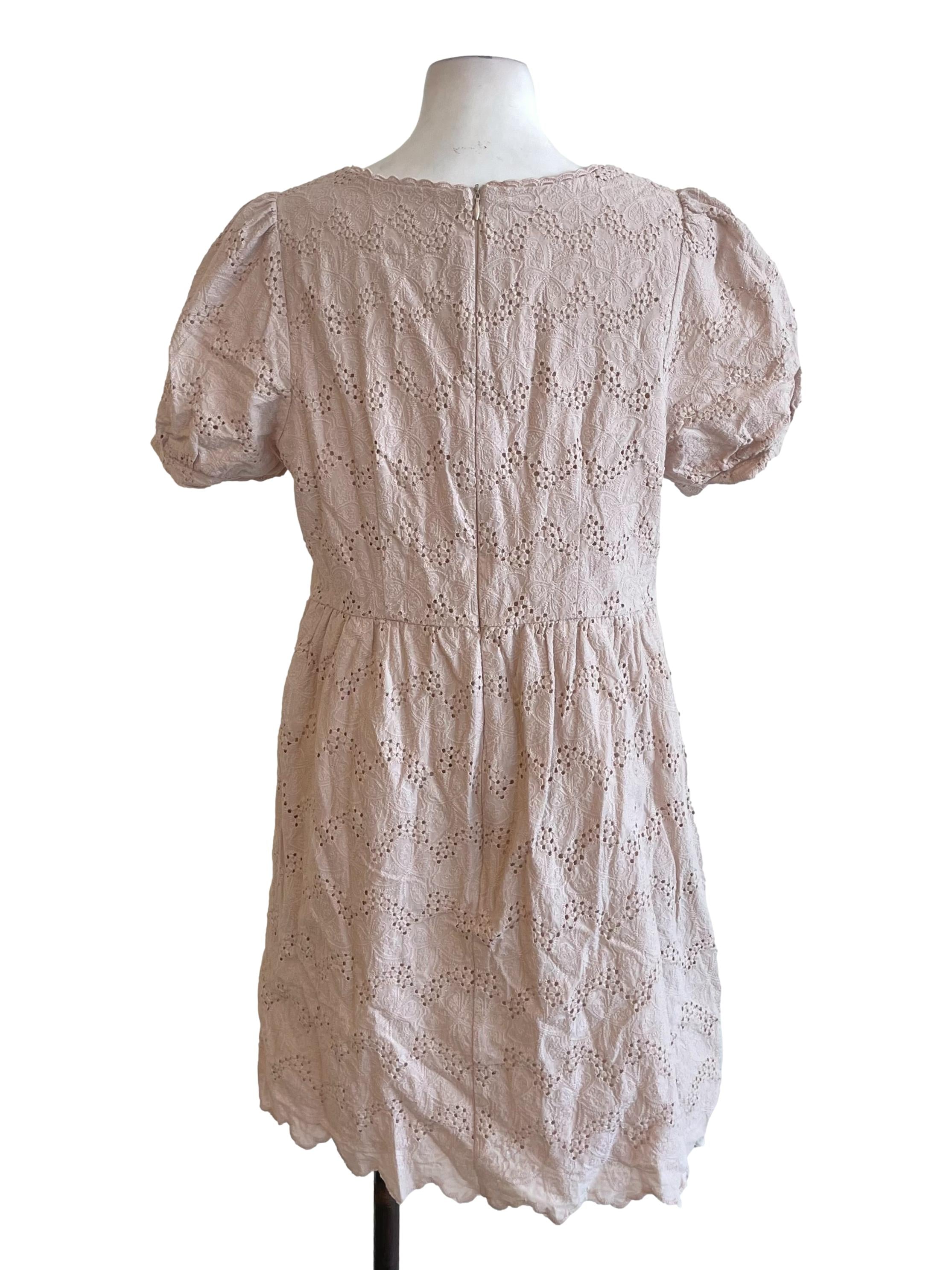 Crepe Pink Eyelet Lace Dress