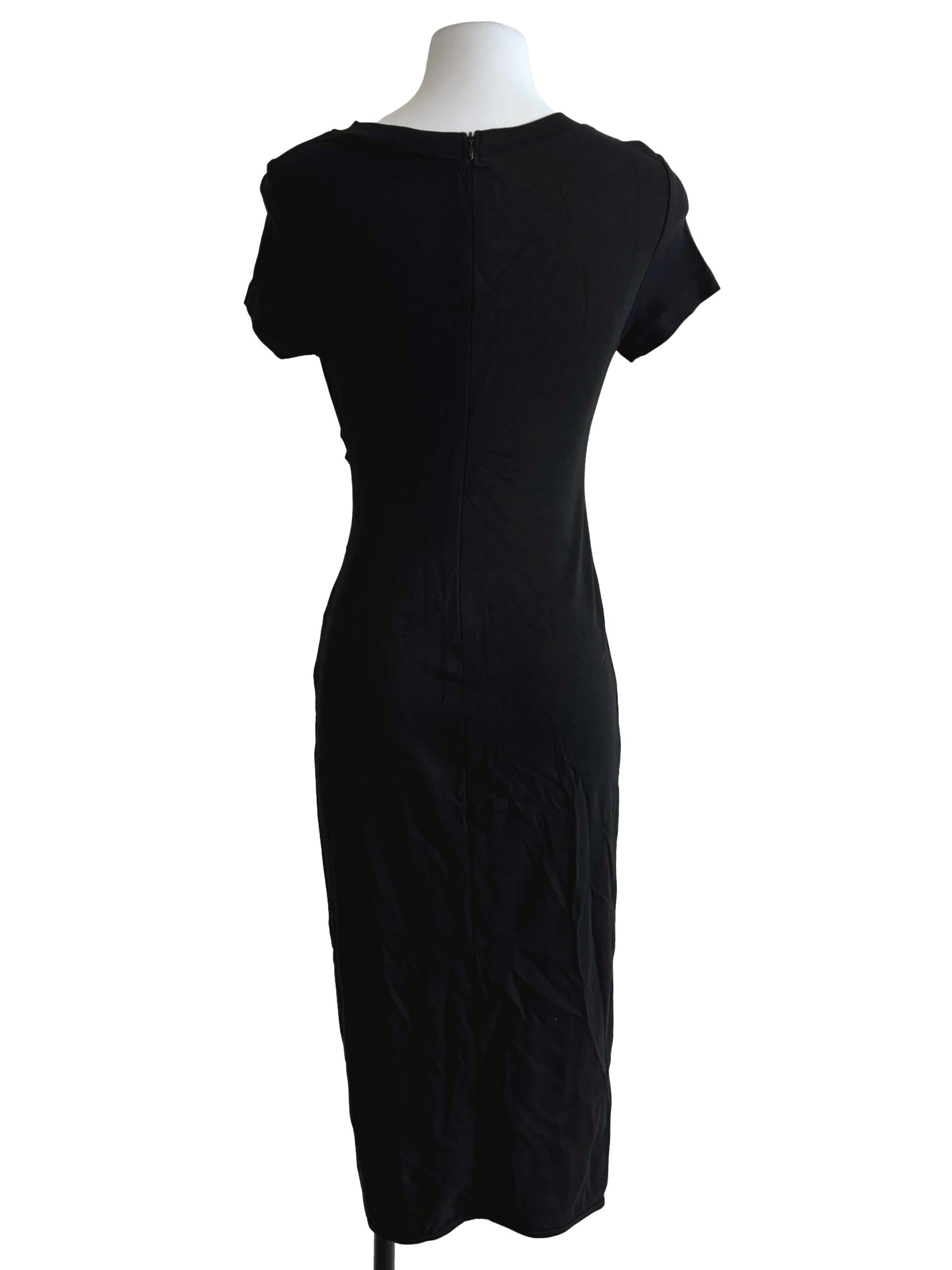 Black Front Slit Bodycon Dress