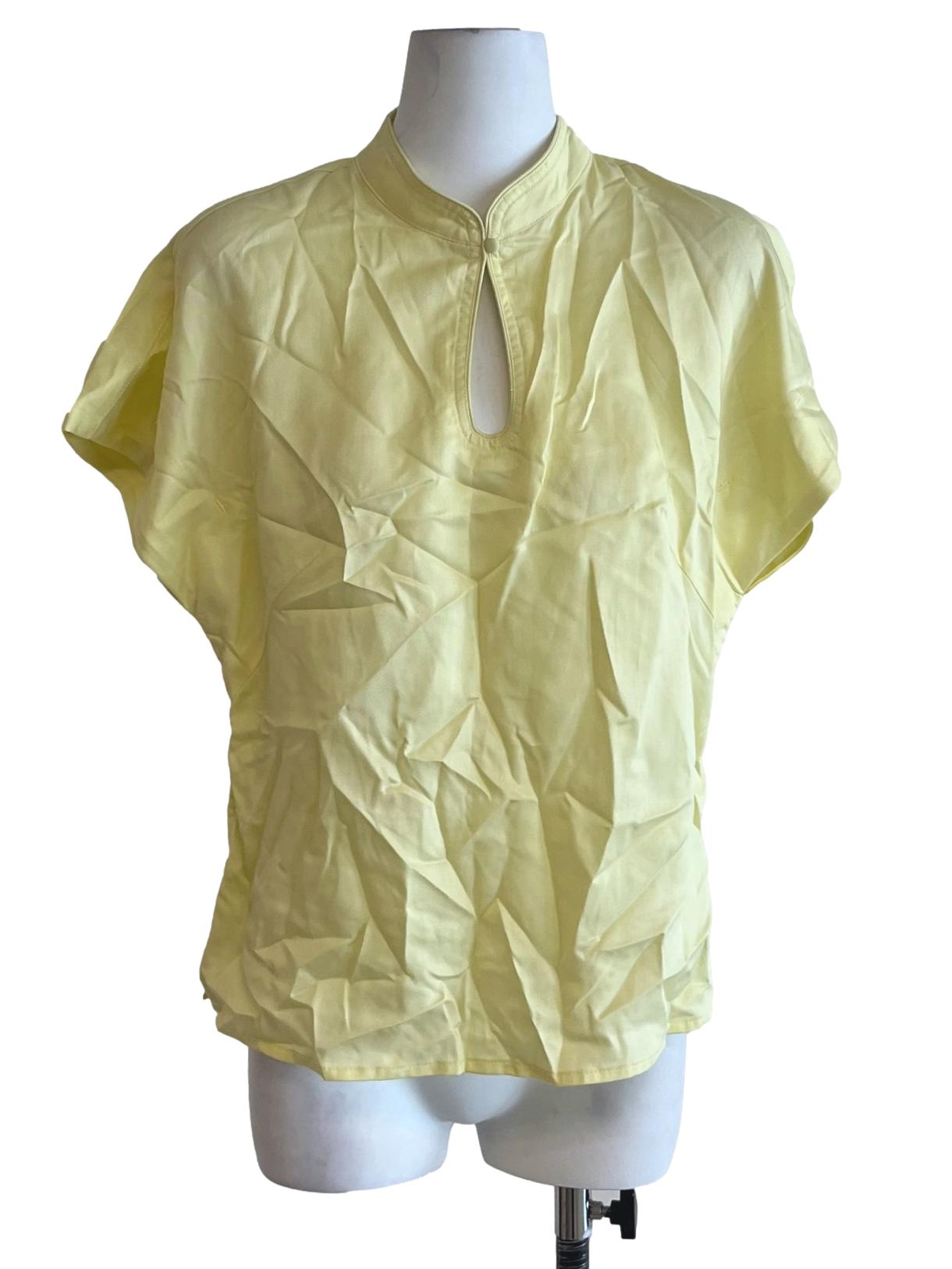 Buttermilk Yellow High-Rounded Neckline Blouse