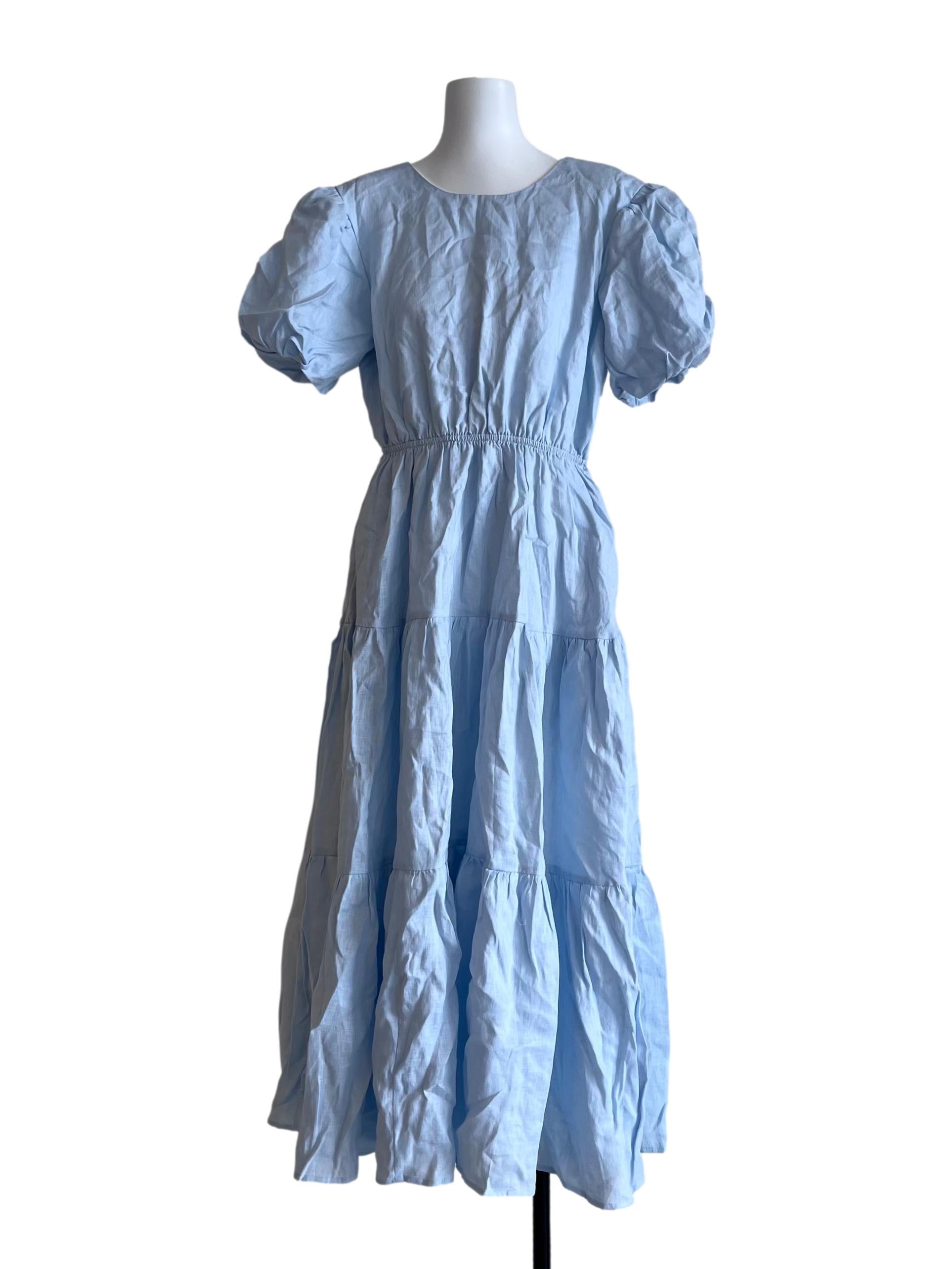 Sky Bluebell Puff Sleeve Dress CM
