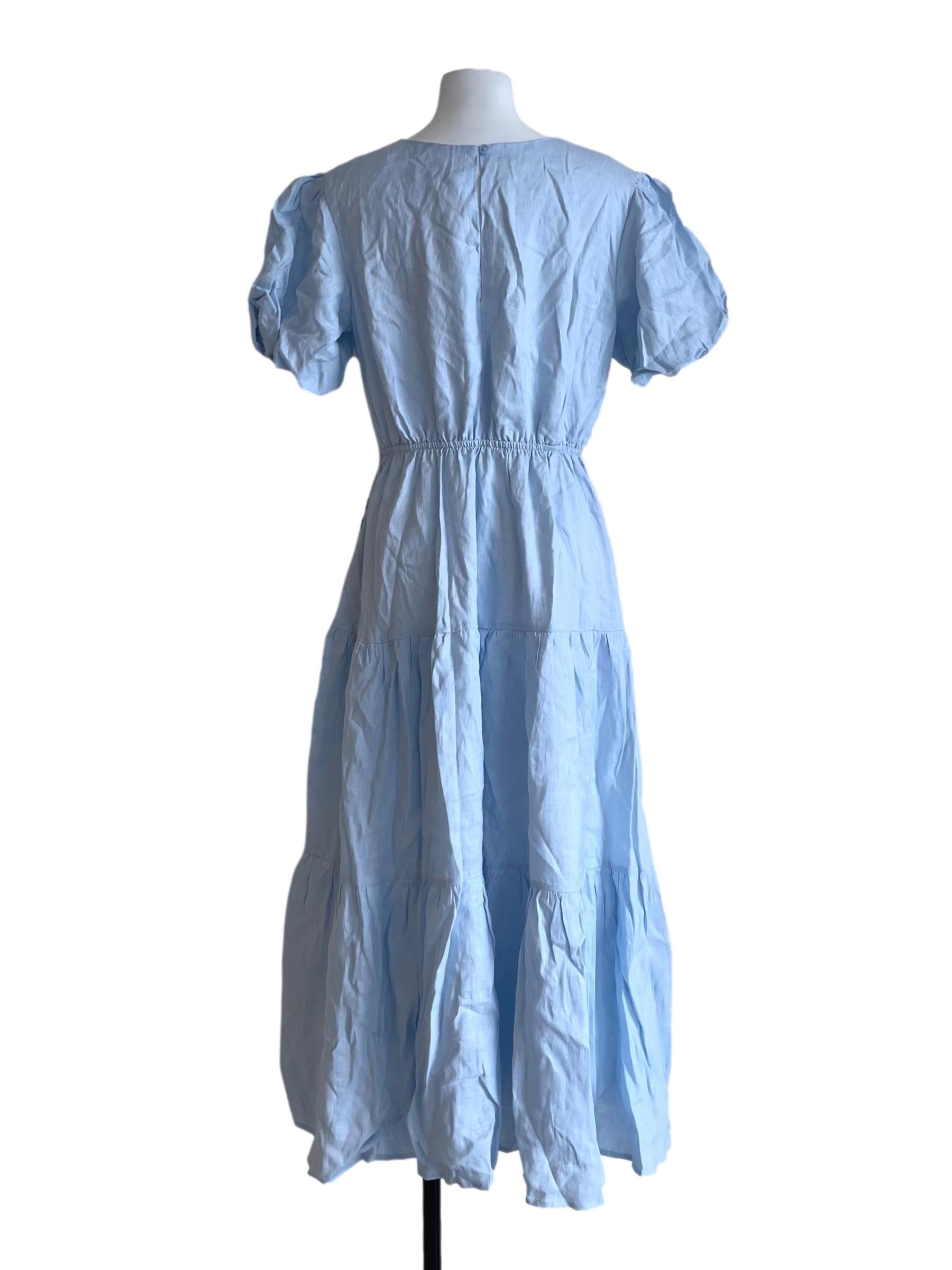 Sky Bluebell Puff Sleeve Dress CM