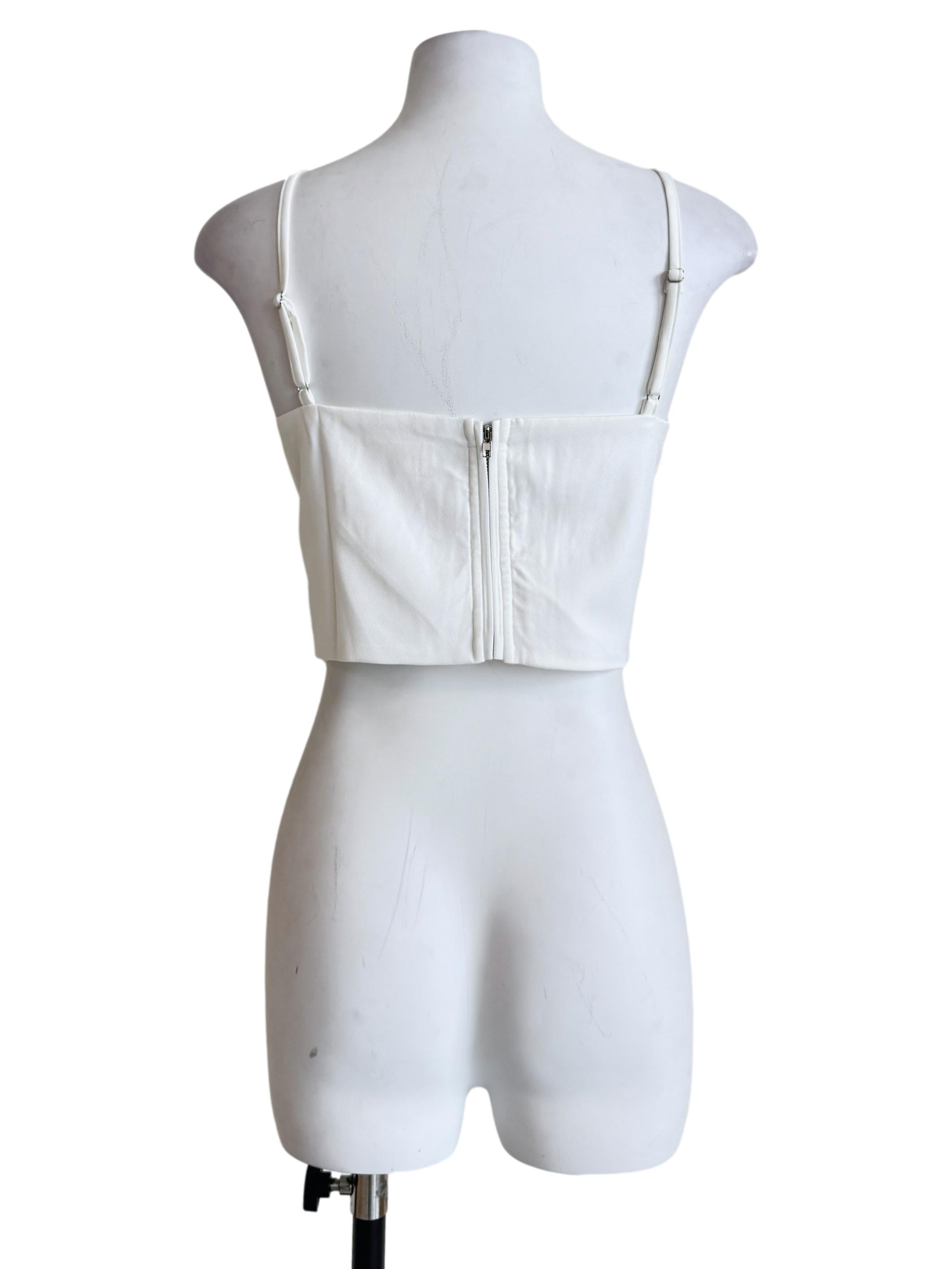 White Luisa Ruched Crop Spag Top