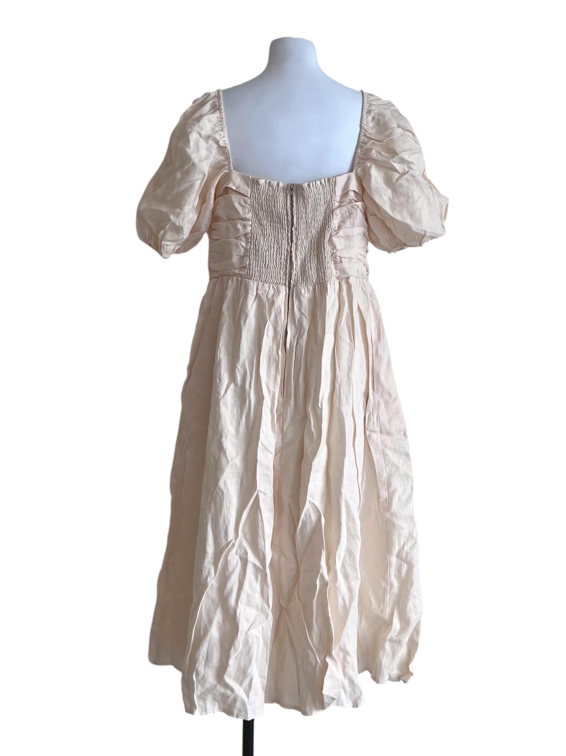 Pale Beige Puff Sleeve Dress CM