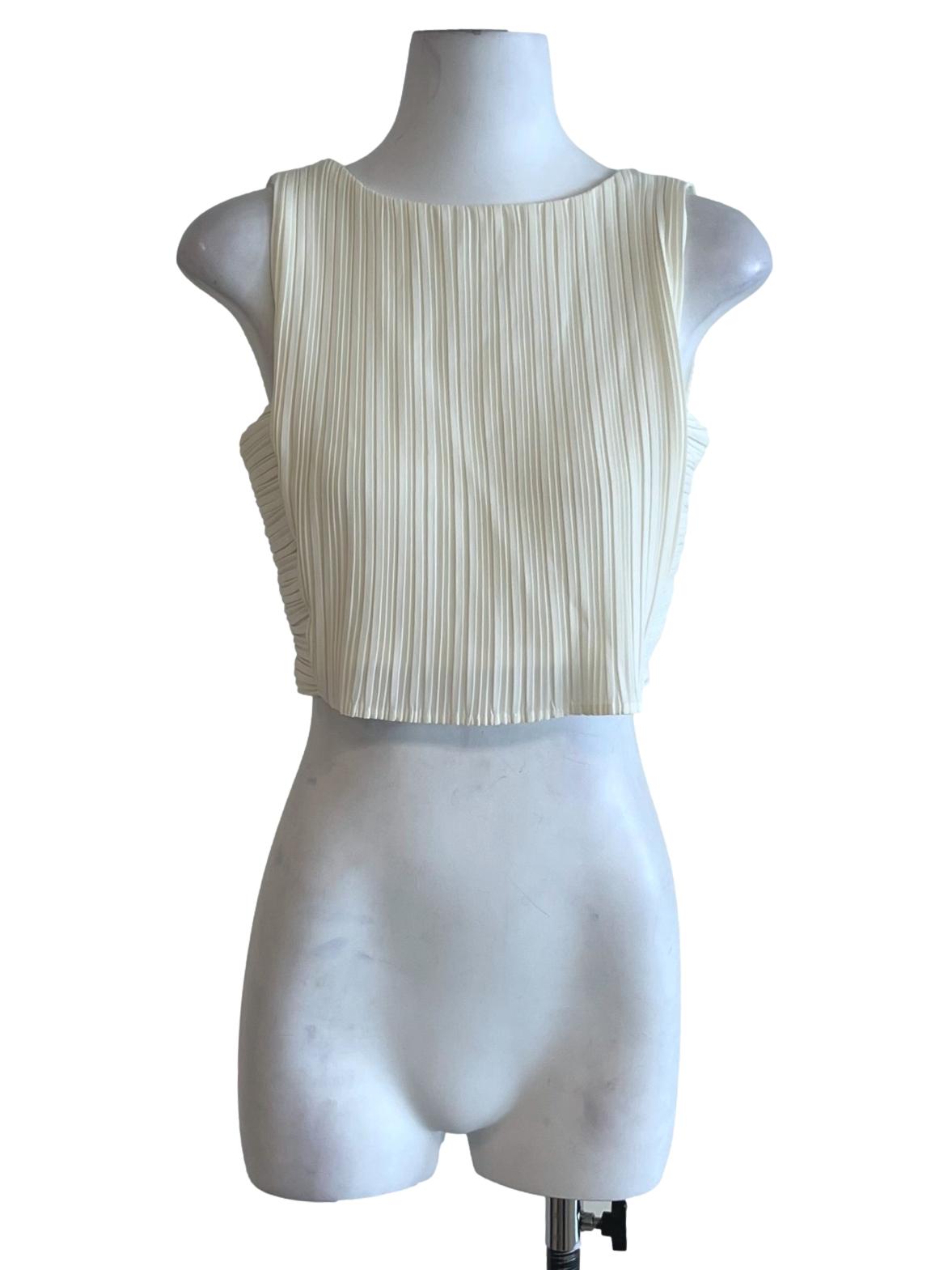 White Pencil Stripe Sleeveles Top