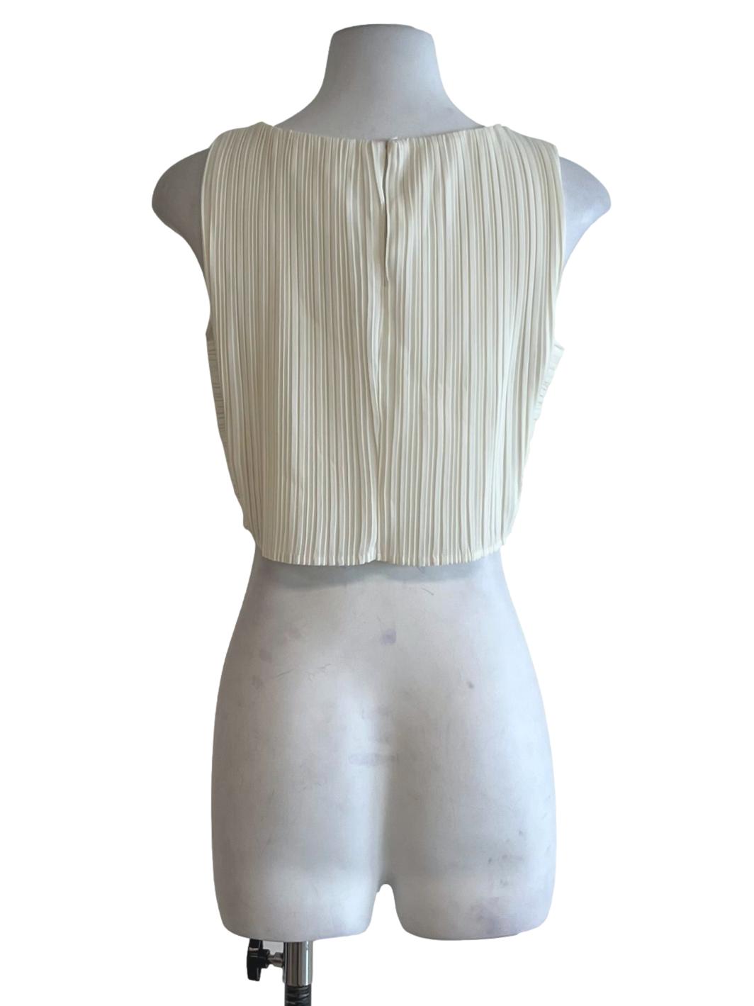 White Pencil Stripe Sleeveles Top