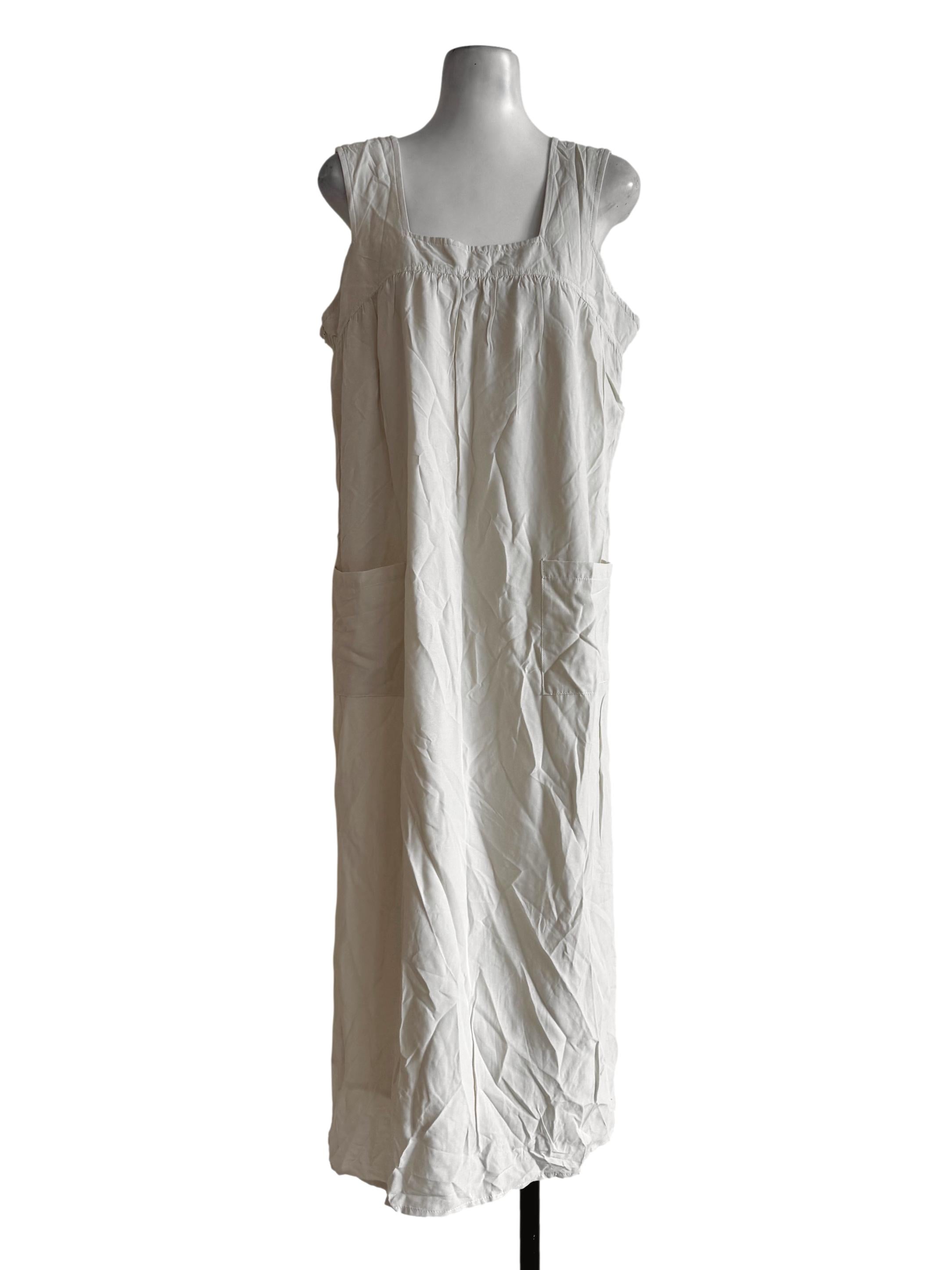 Cream Square Neck Apron Dress