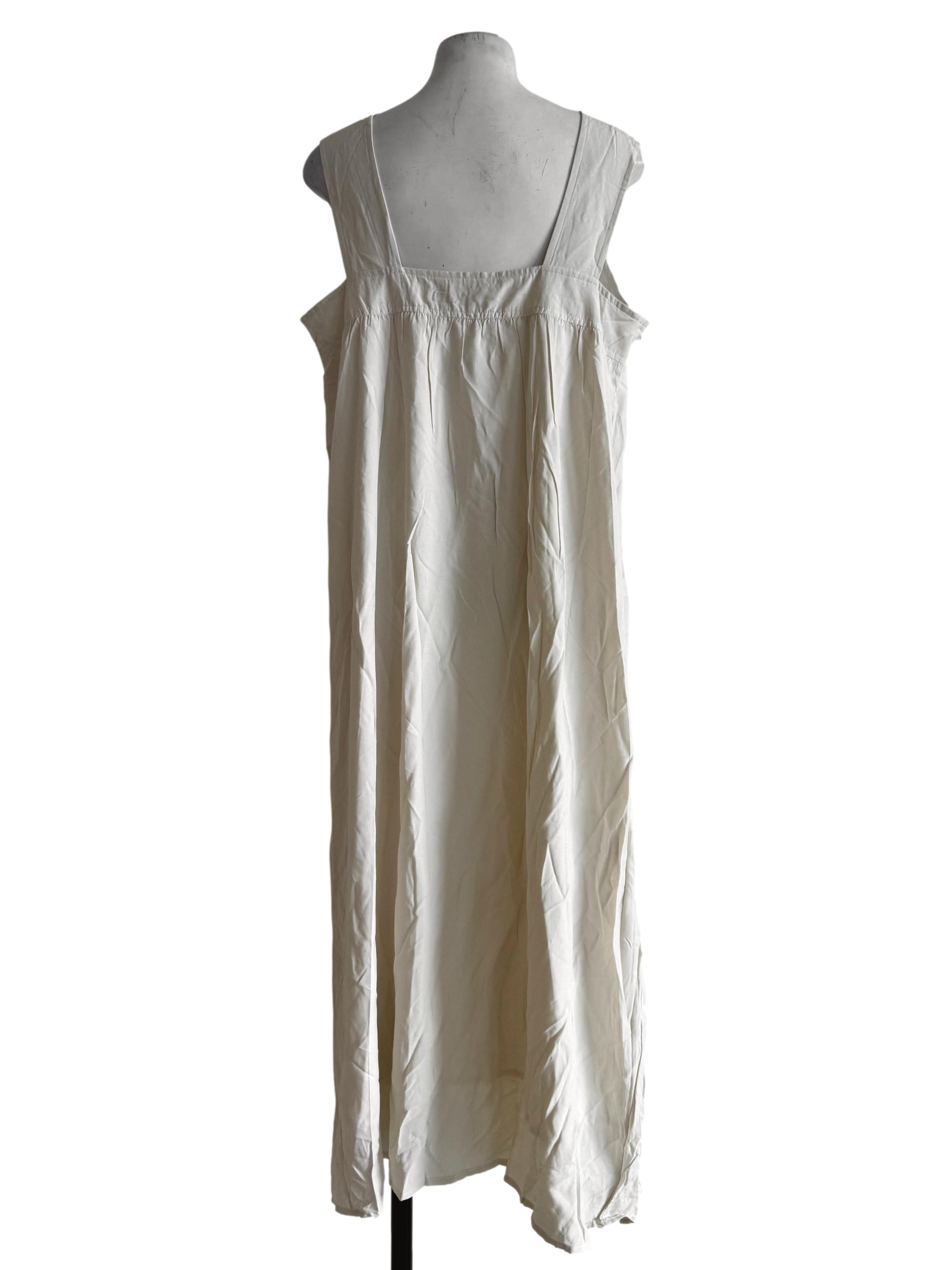 Cream Square Neck Apron Dress