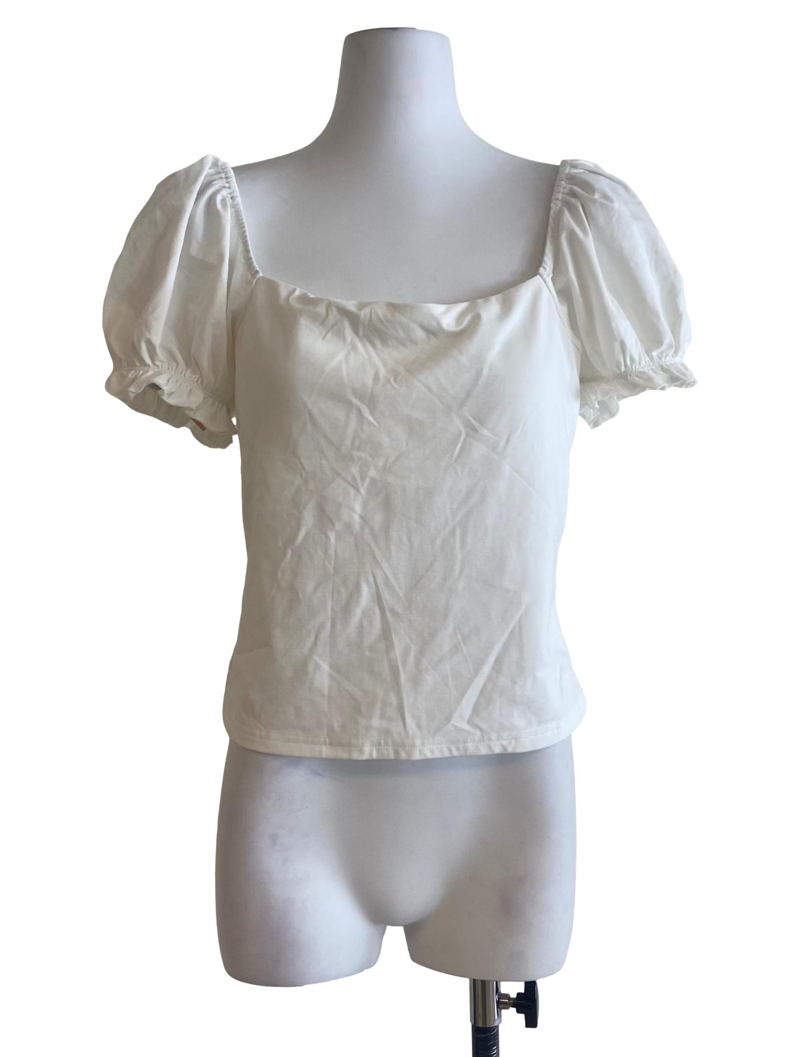 White Square Neck Blouse