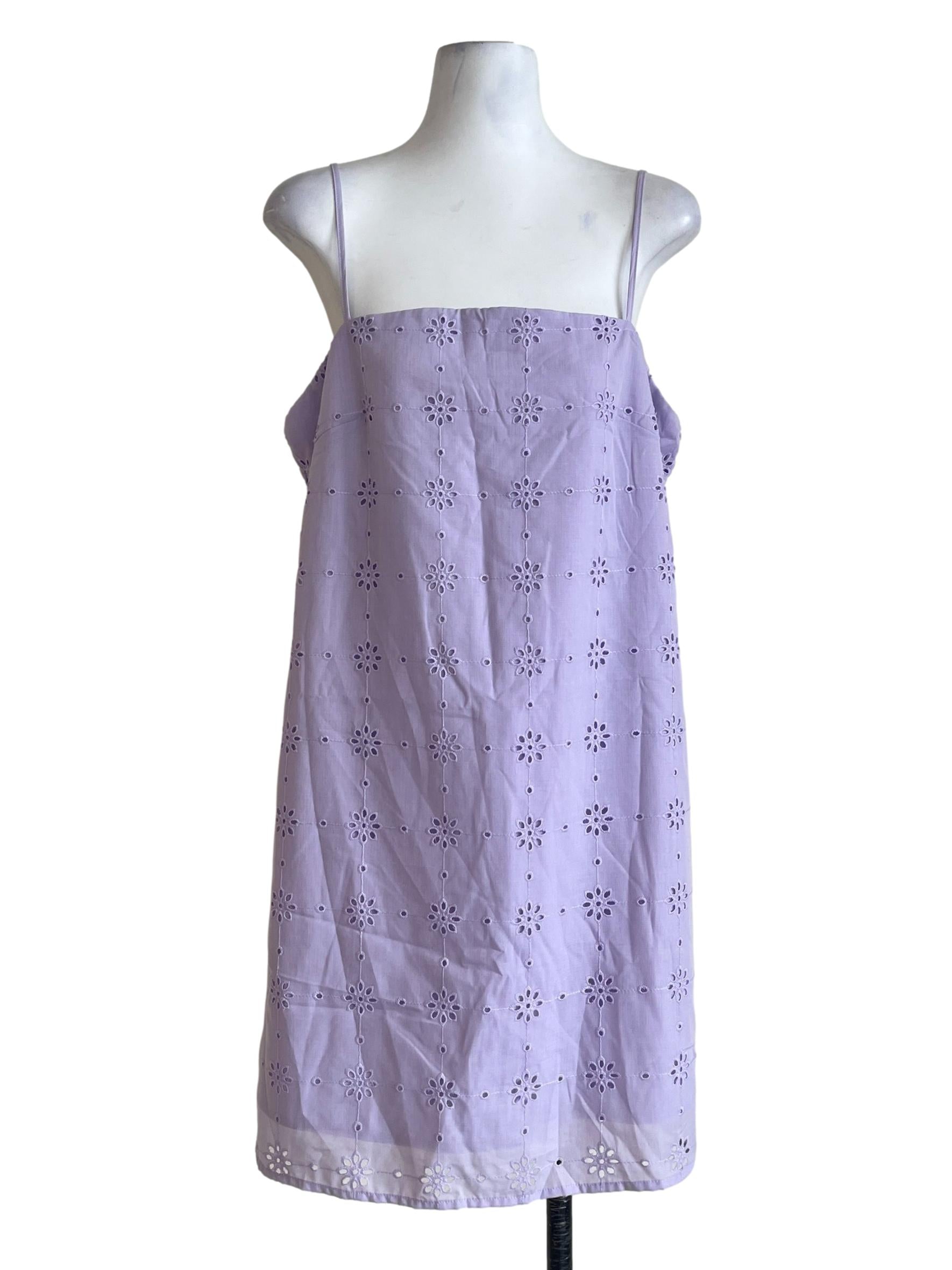 Lavender Purple Straight Eyelet Slip Dress