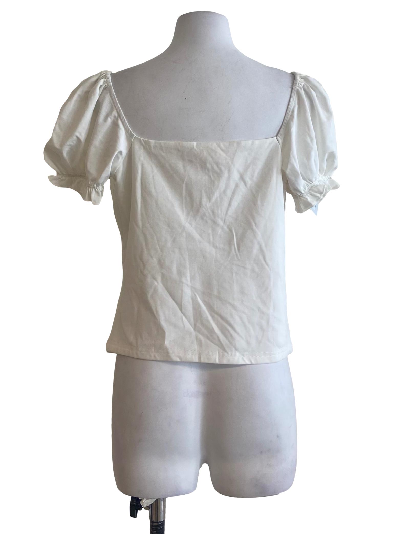 White Square Neck Blouse