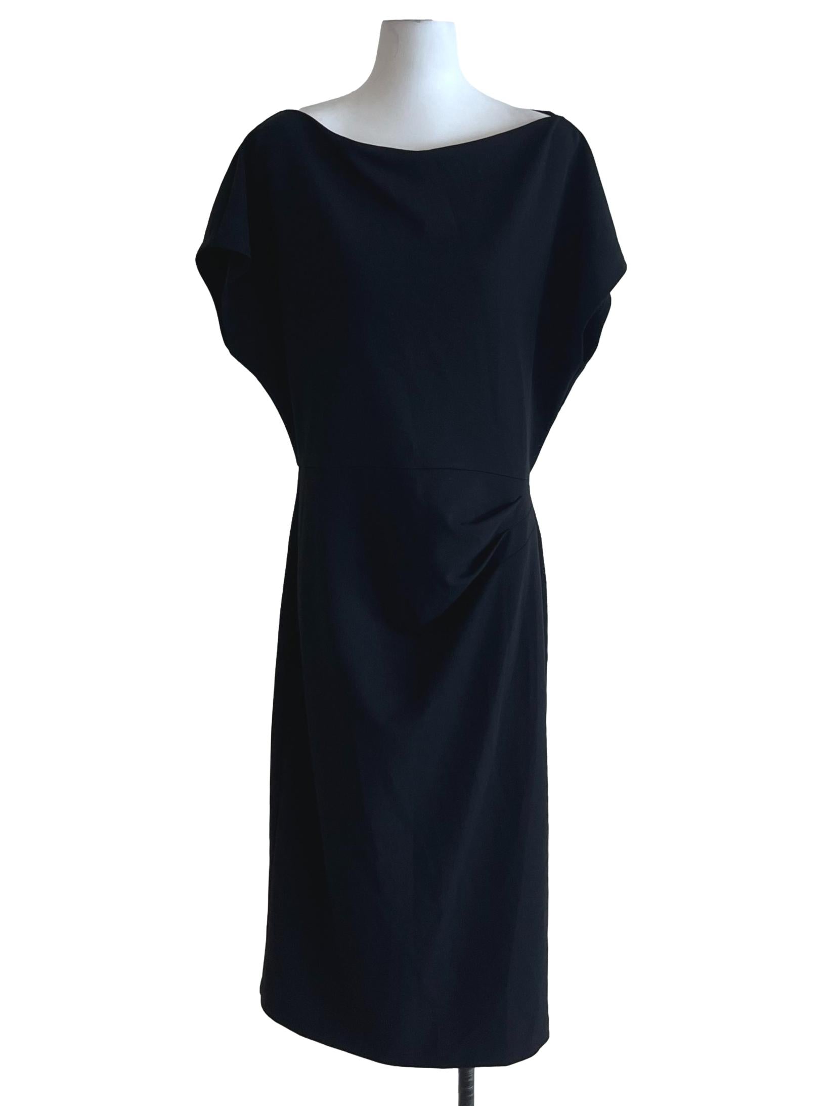 Black Sabrina Neckline Empire Dress