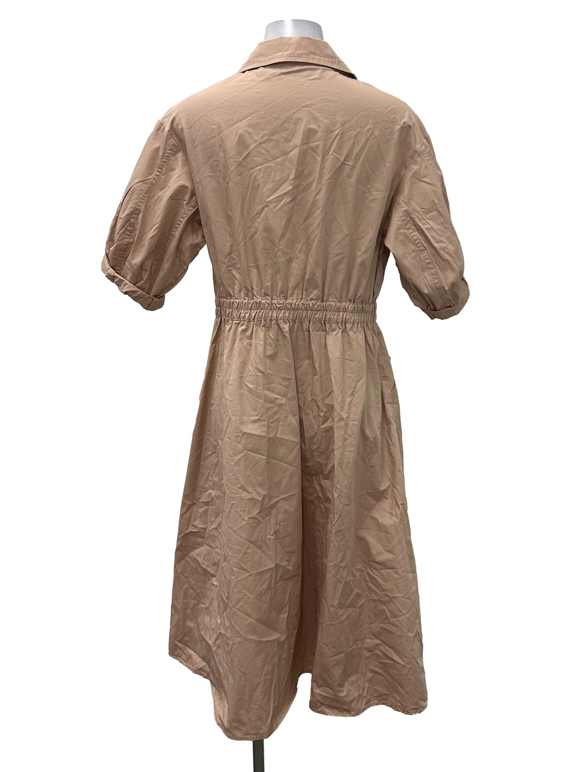 Peach Button Collared Dress