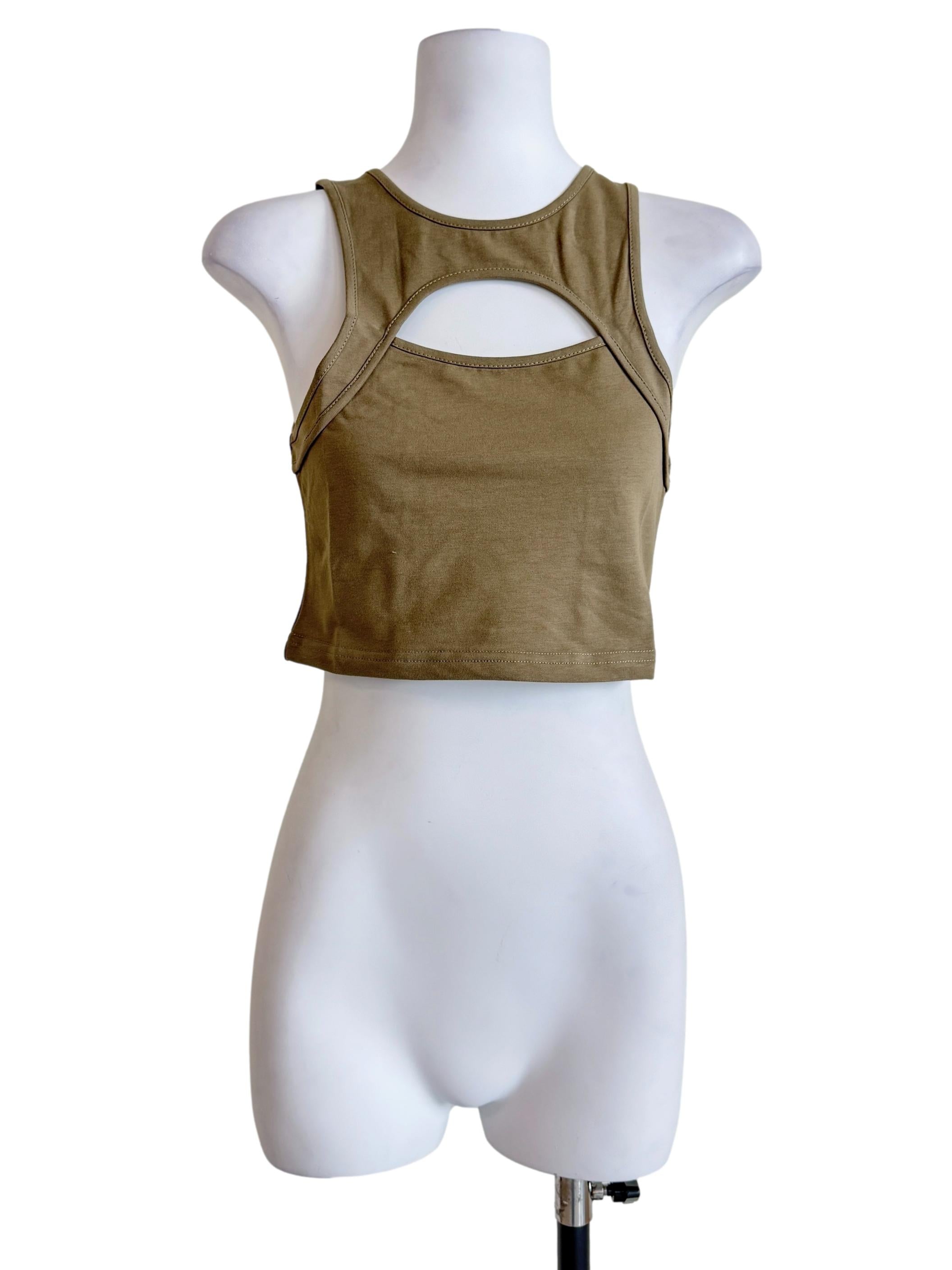 Olive Green Gia Cut Out Racercut Top