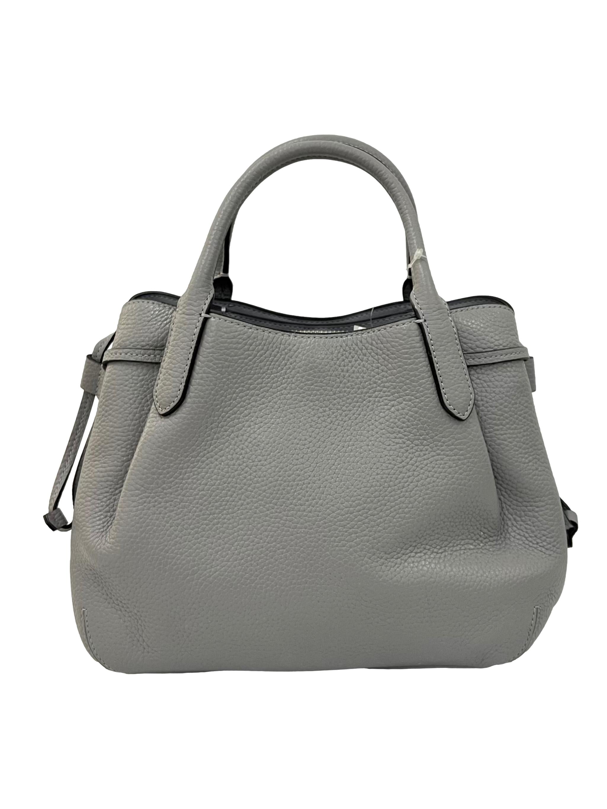 Grey Pebbled Leather Dumpling Small Satchel Bag CSN