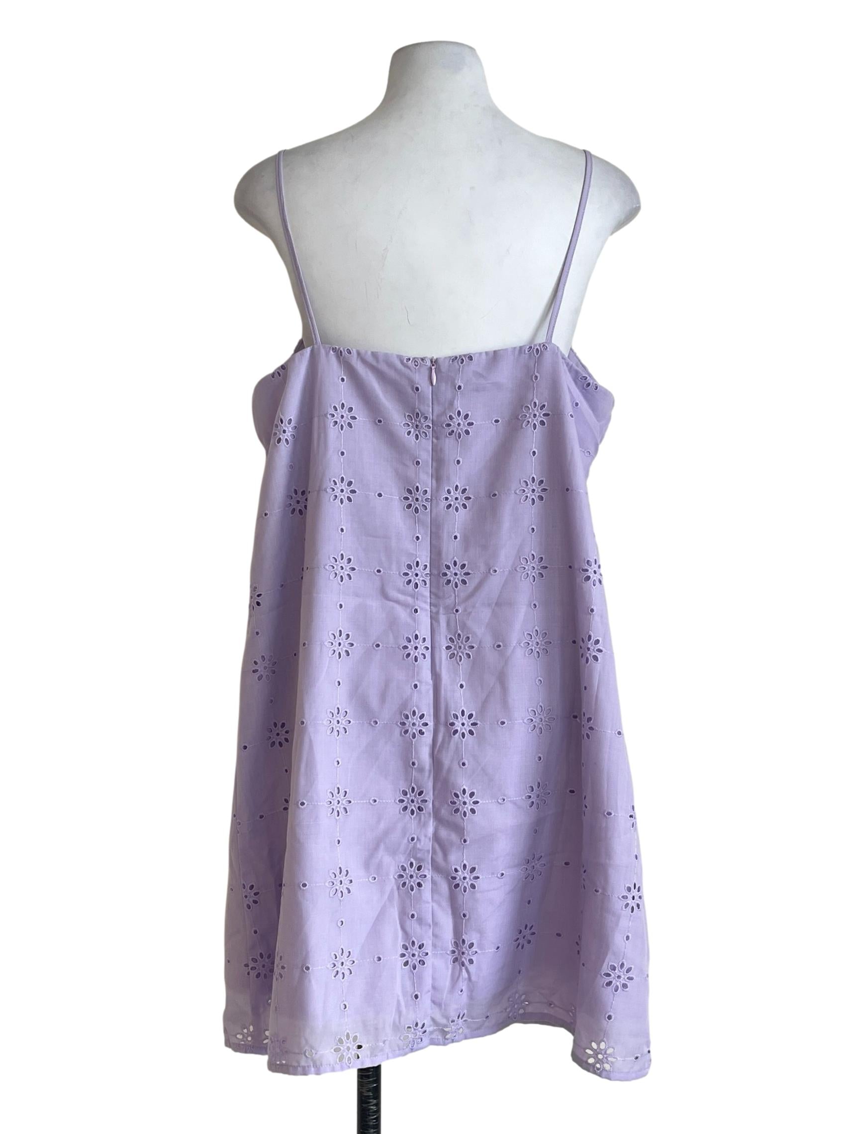 Lavender Purple Straight Eyelet Slip Dress