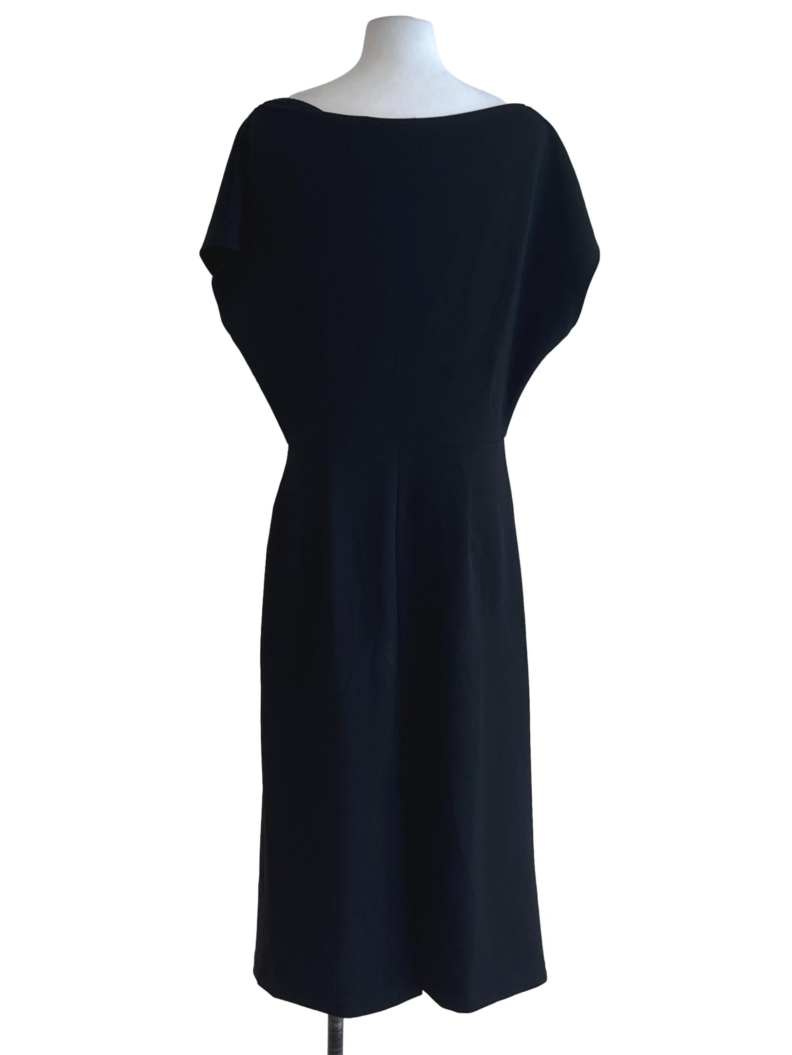 Black Sabrina Neckline Empire Dress