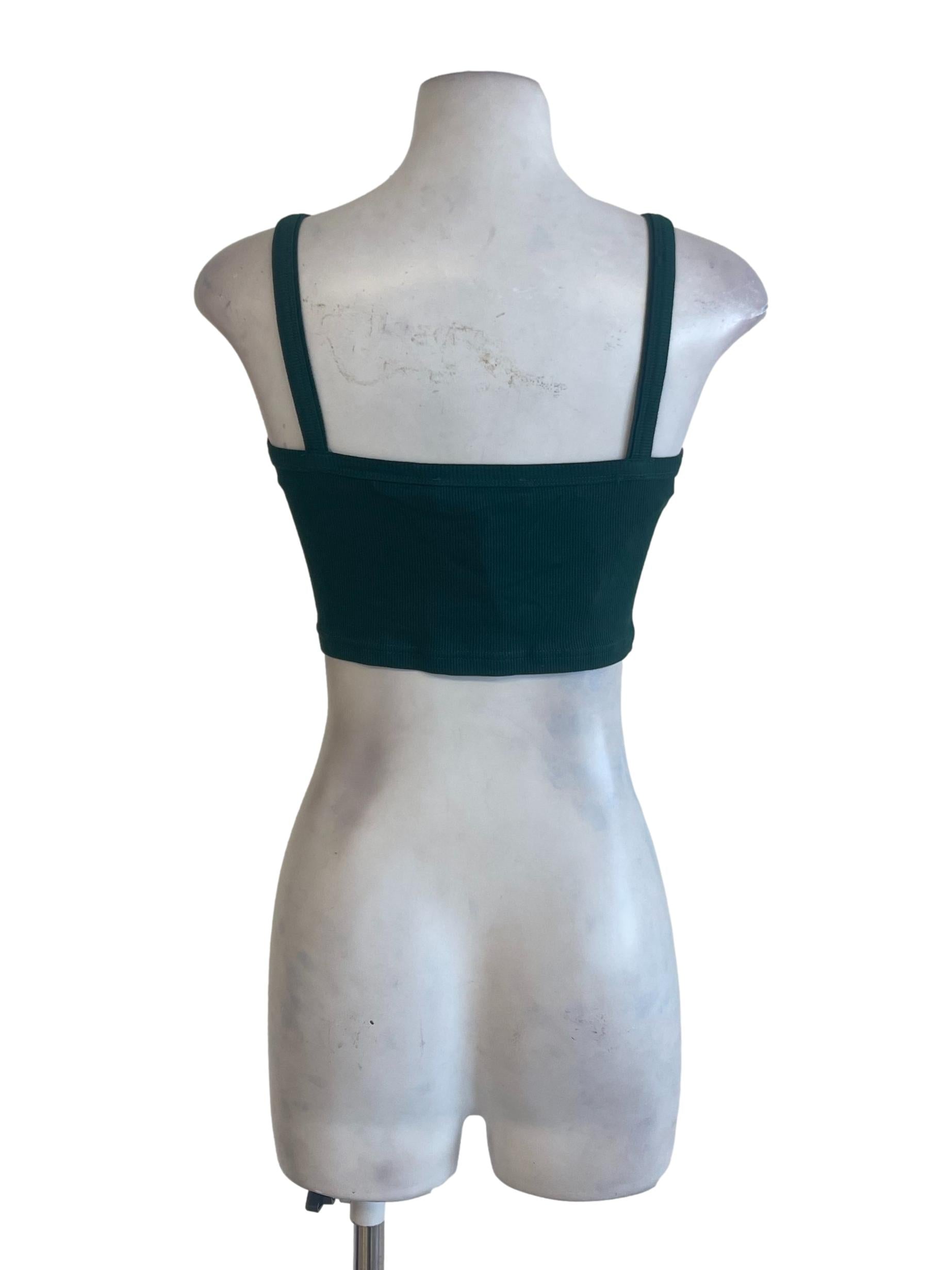 Pine Green Strap Wide U Neck Crop Top