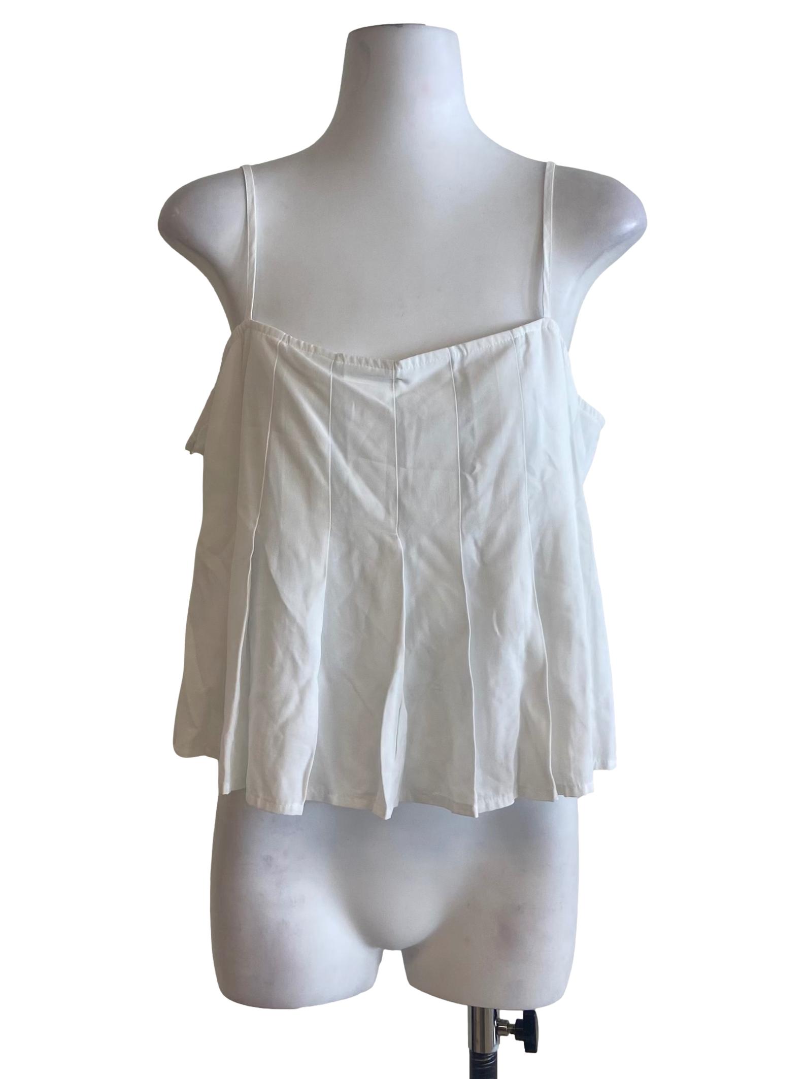 White Sleeveless Pleated Top