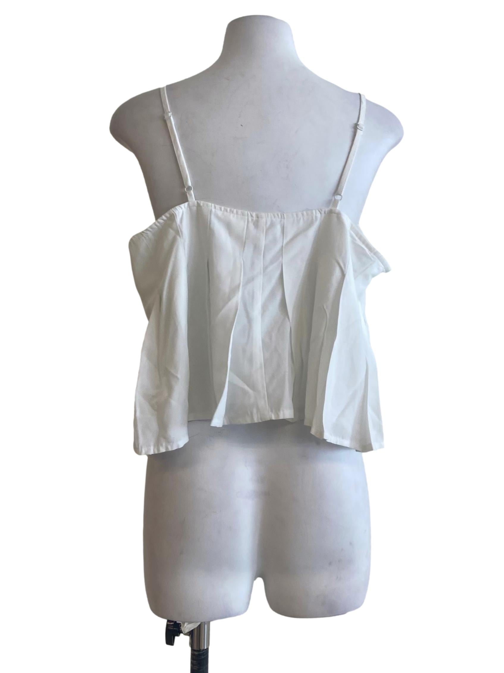White Sleeveless Pleated Top