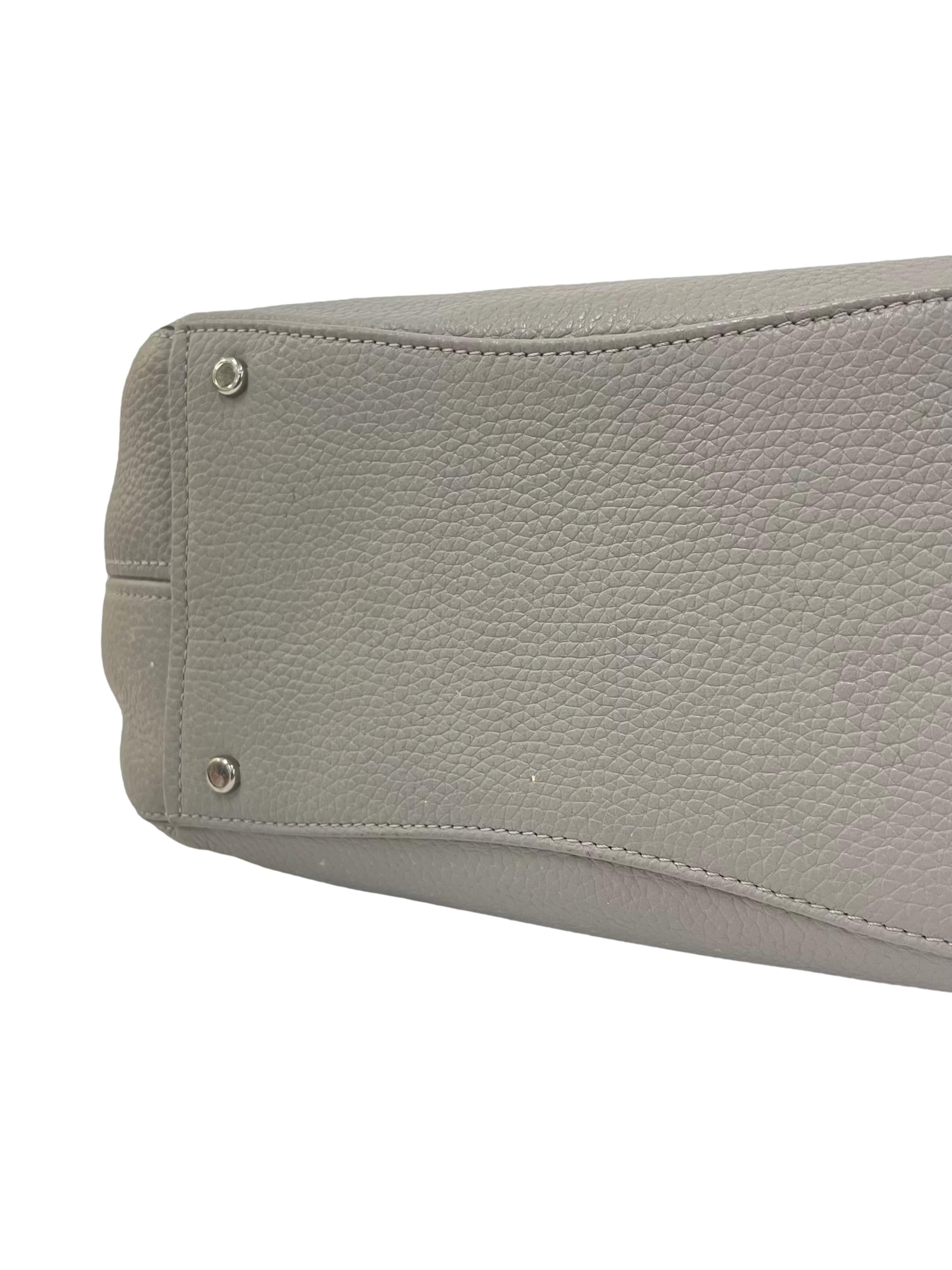 Grey Pebbled Leather Dumpling Small Satchel Bag CSN
