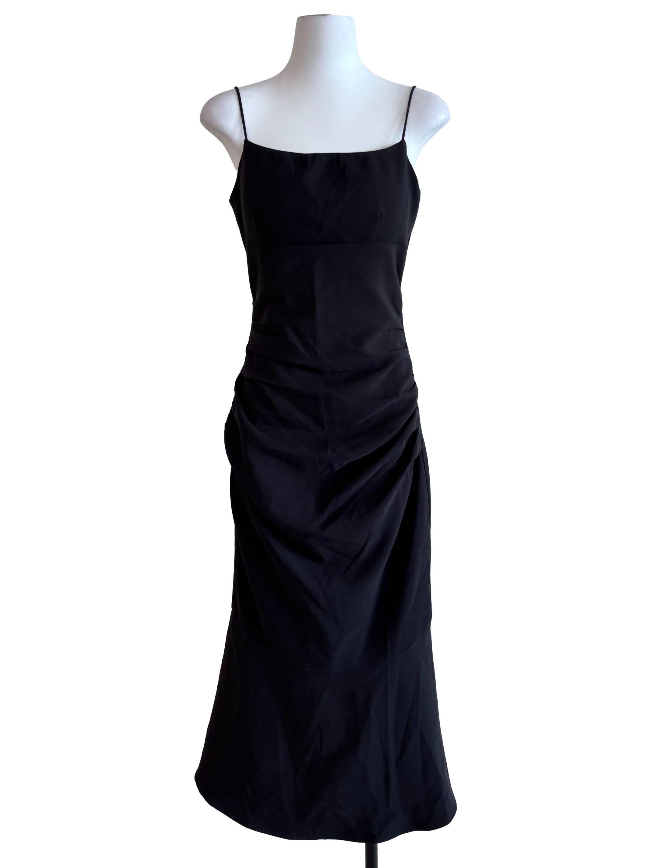 Black Spaghetti Strap Drape Dress