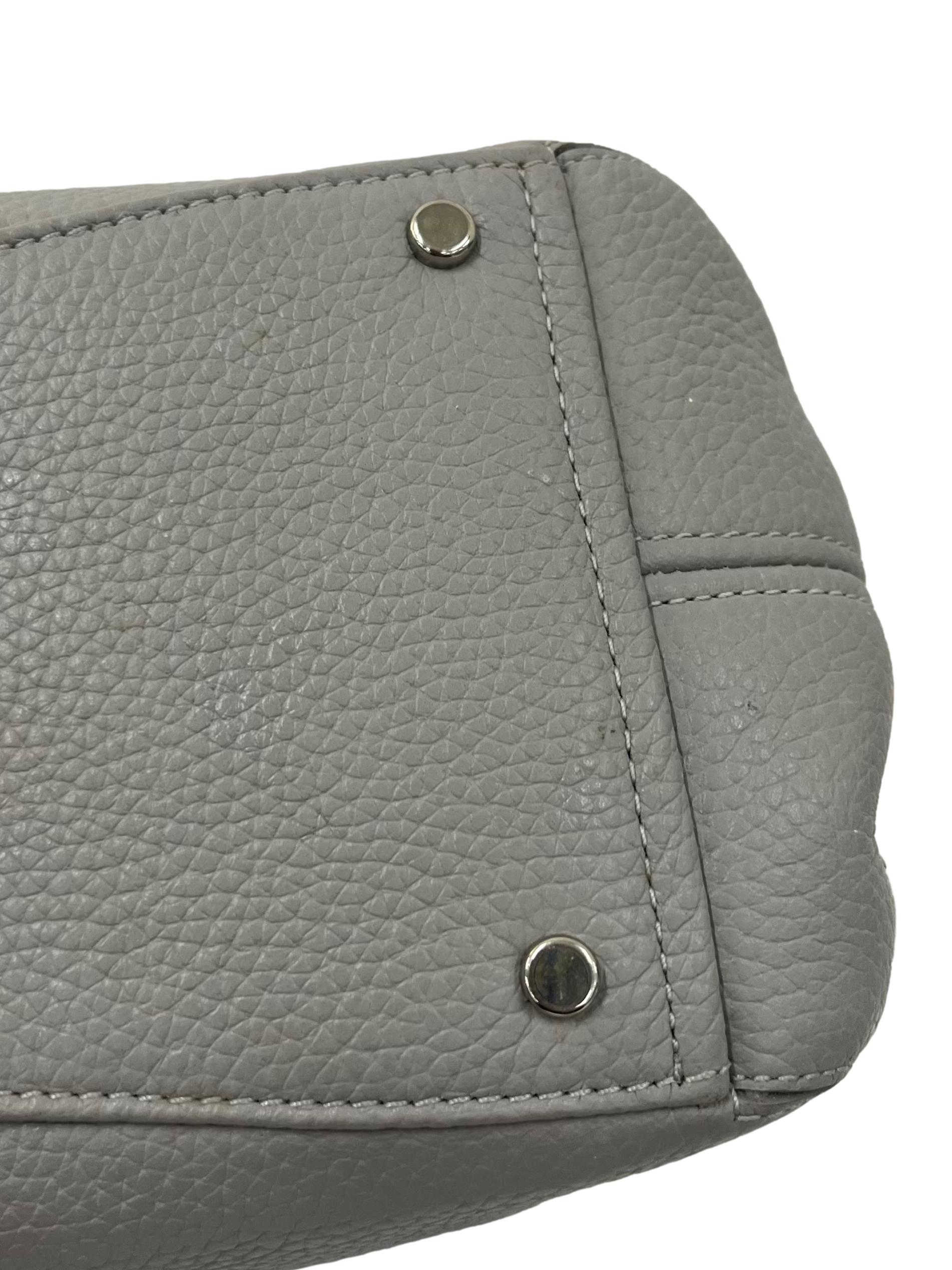 Grey Pebbled Leather Dumpling Small Satchel Bag CSN
