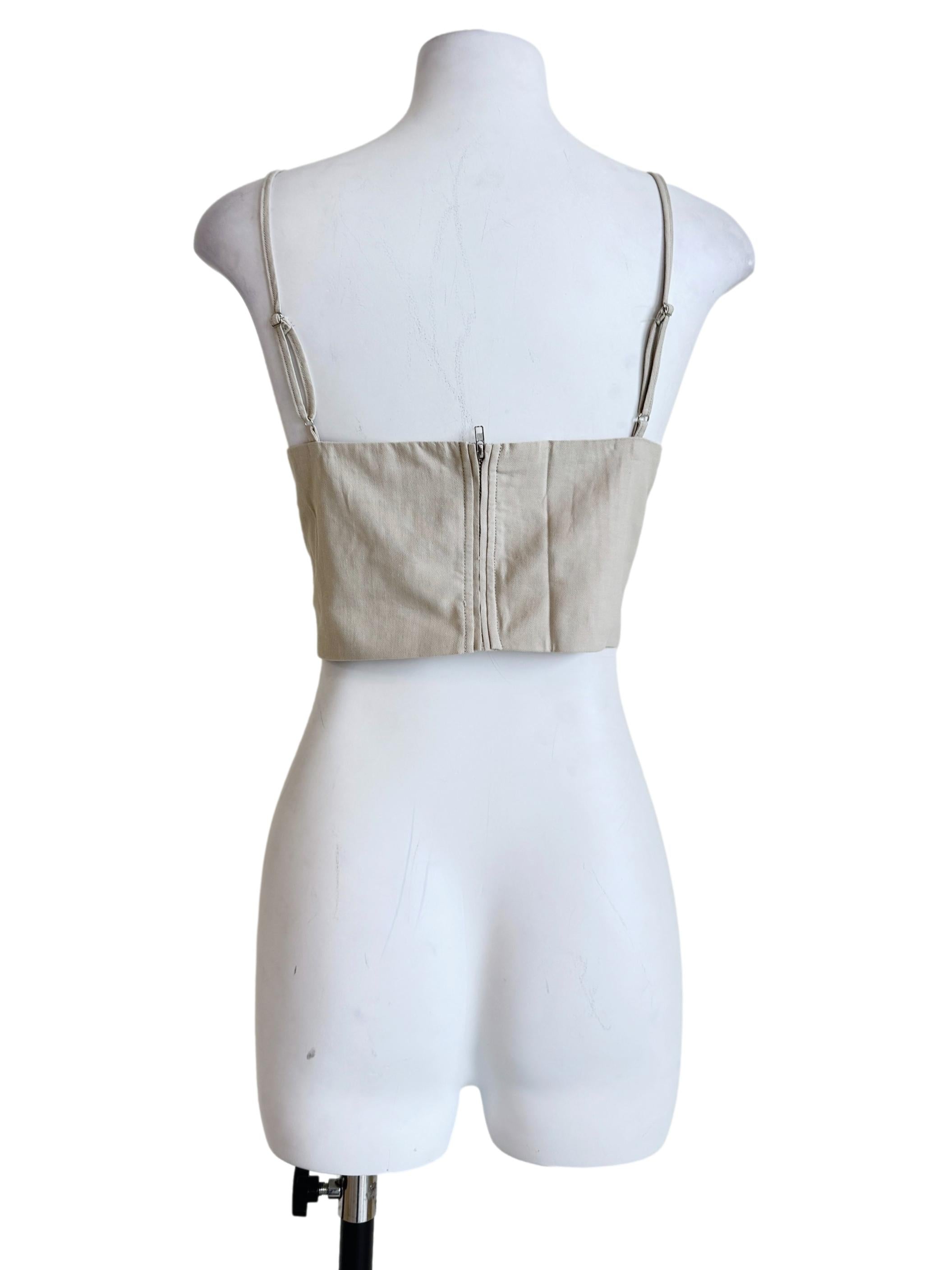 Beige Xandra Ruched Front Crop Top