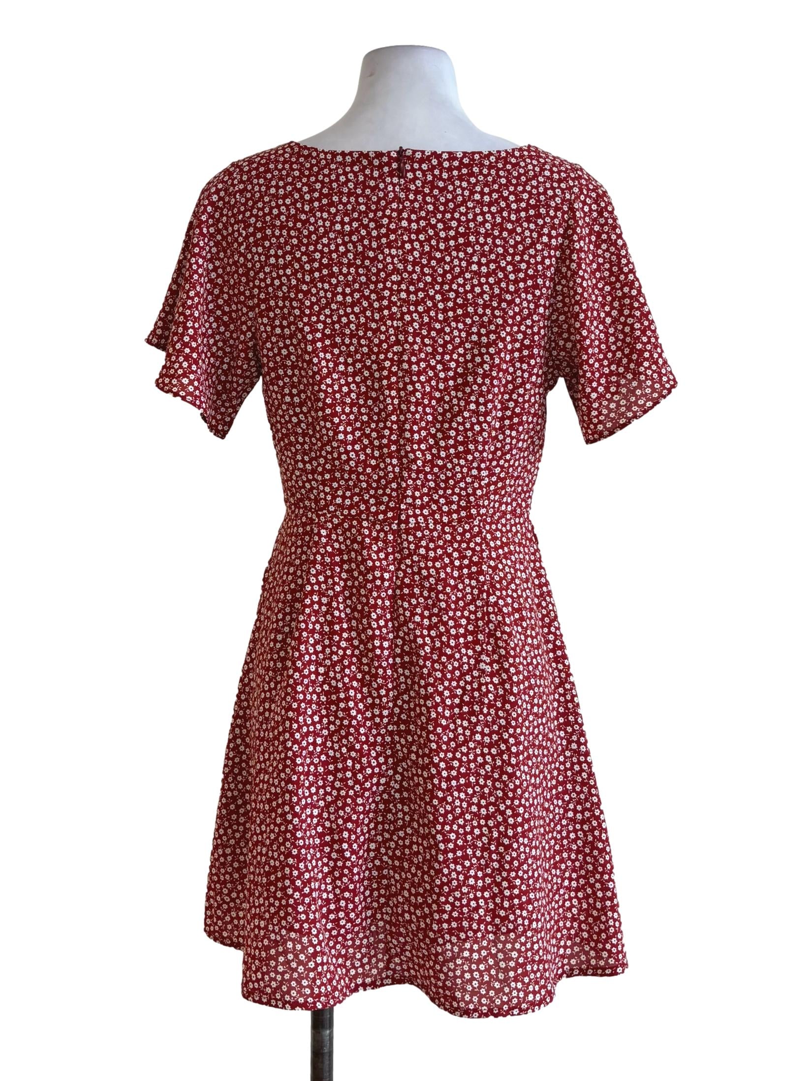 Lava Red Floral Short Sleeve Dress