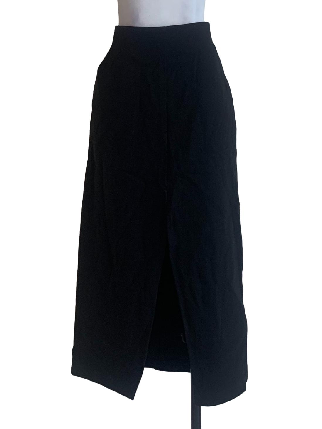Black Slit Denim Skirt