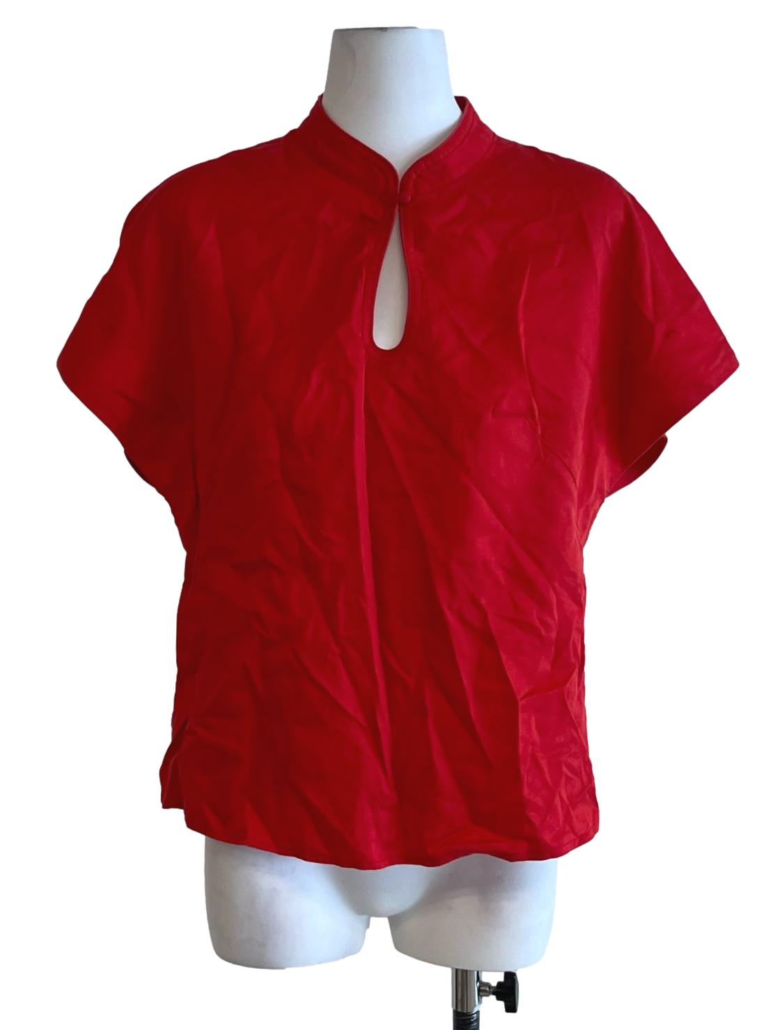 Rose Red High-Rounded Neckline Blouse