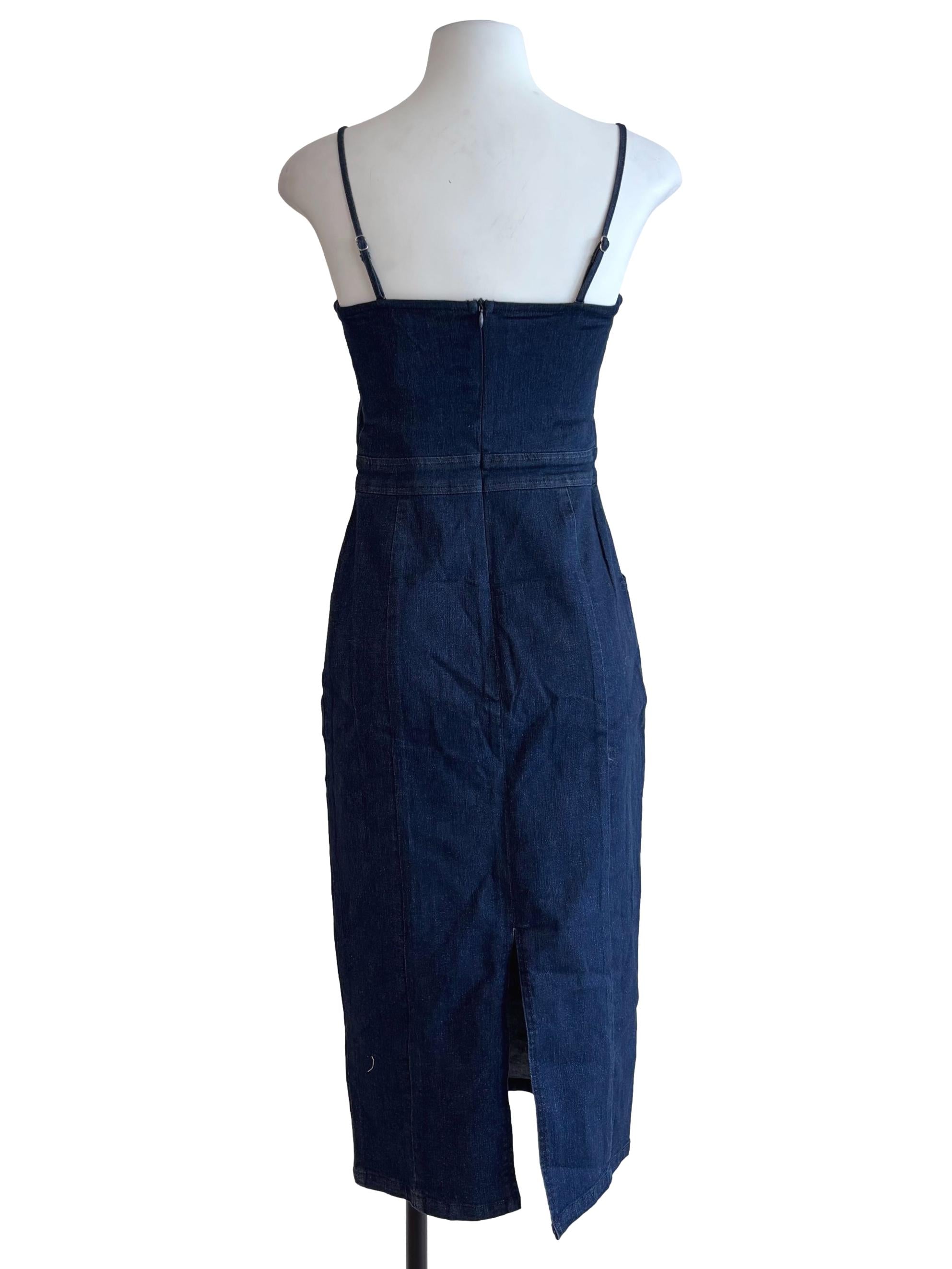 Denim Blue Spaghetti Strap A-Line Dress