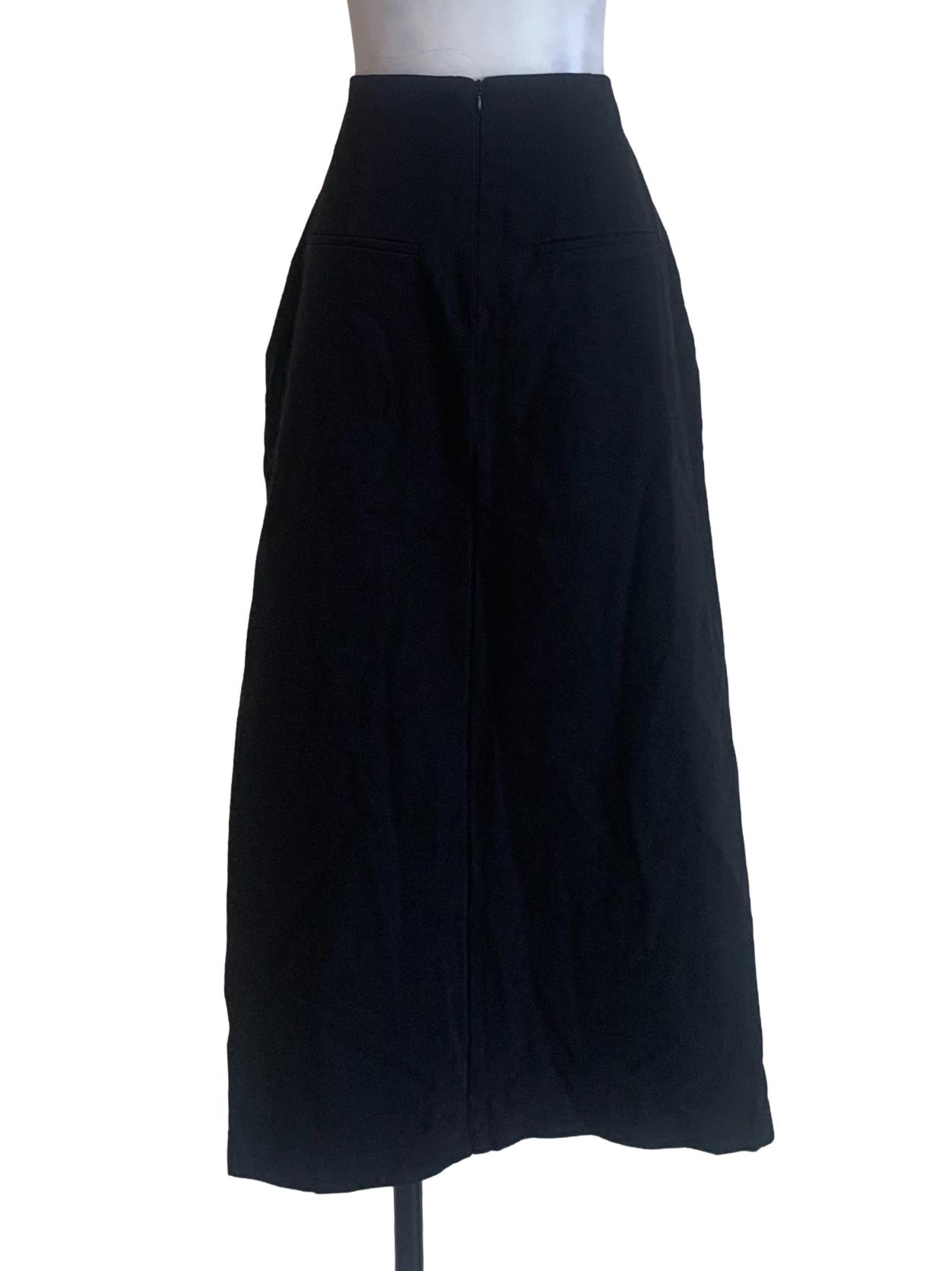Black Slit Denim Skirt