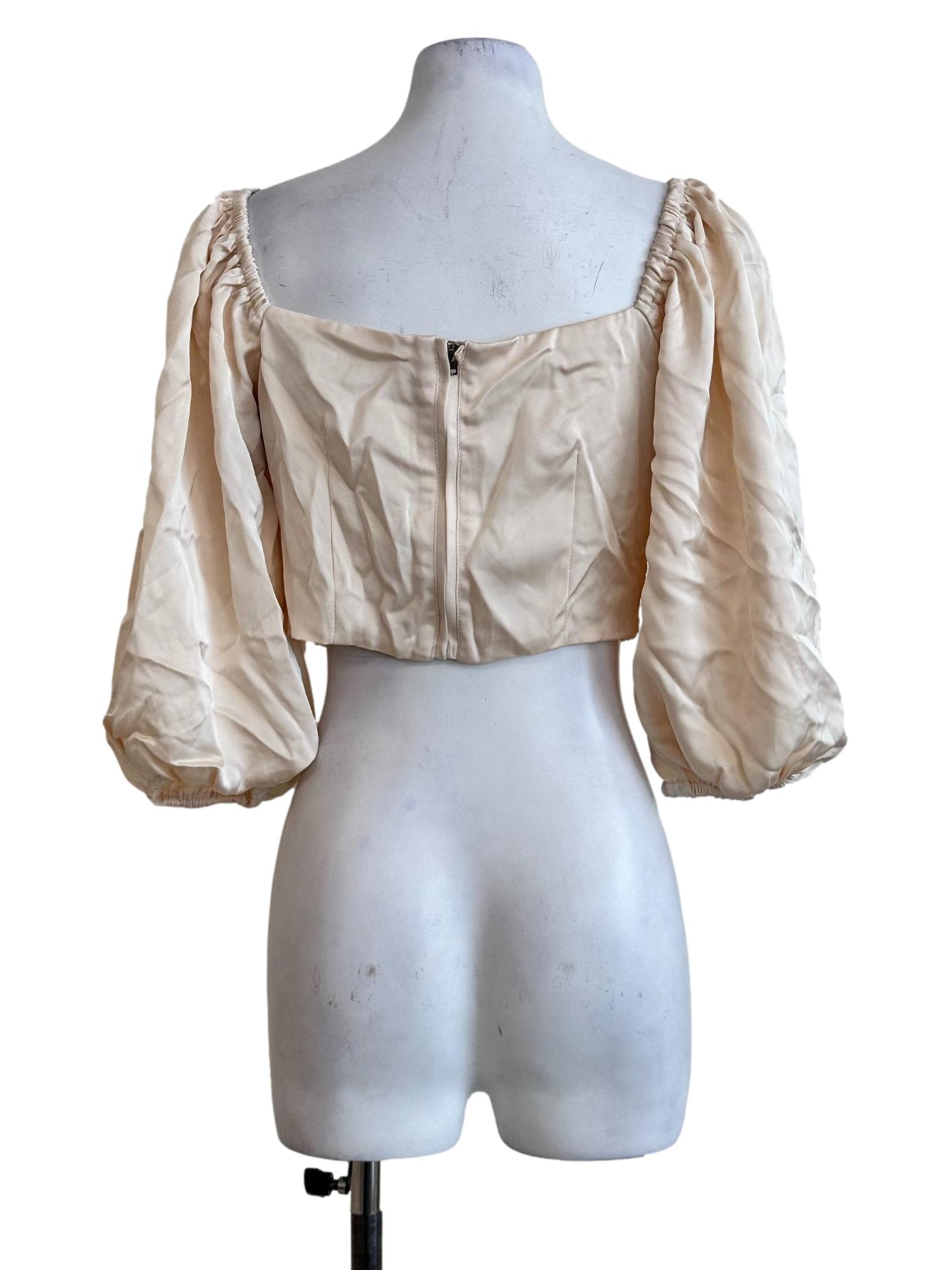 Parmesan Beige Pleated Satin Top