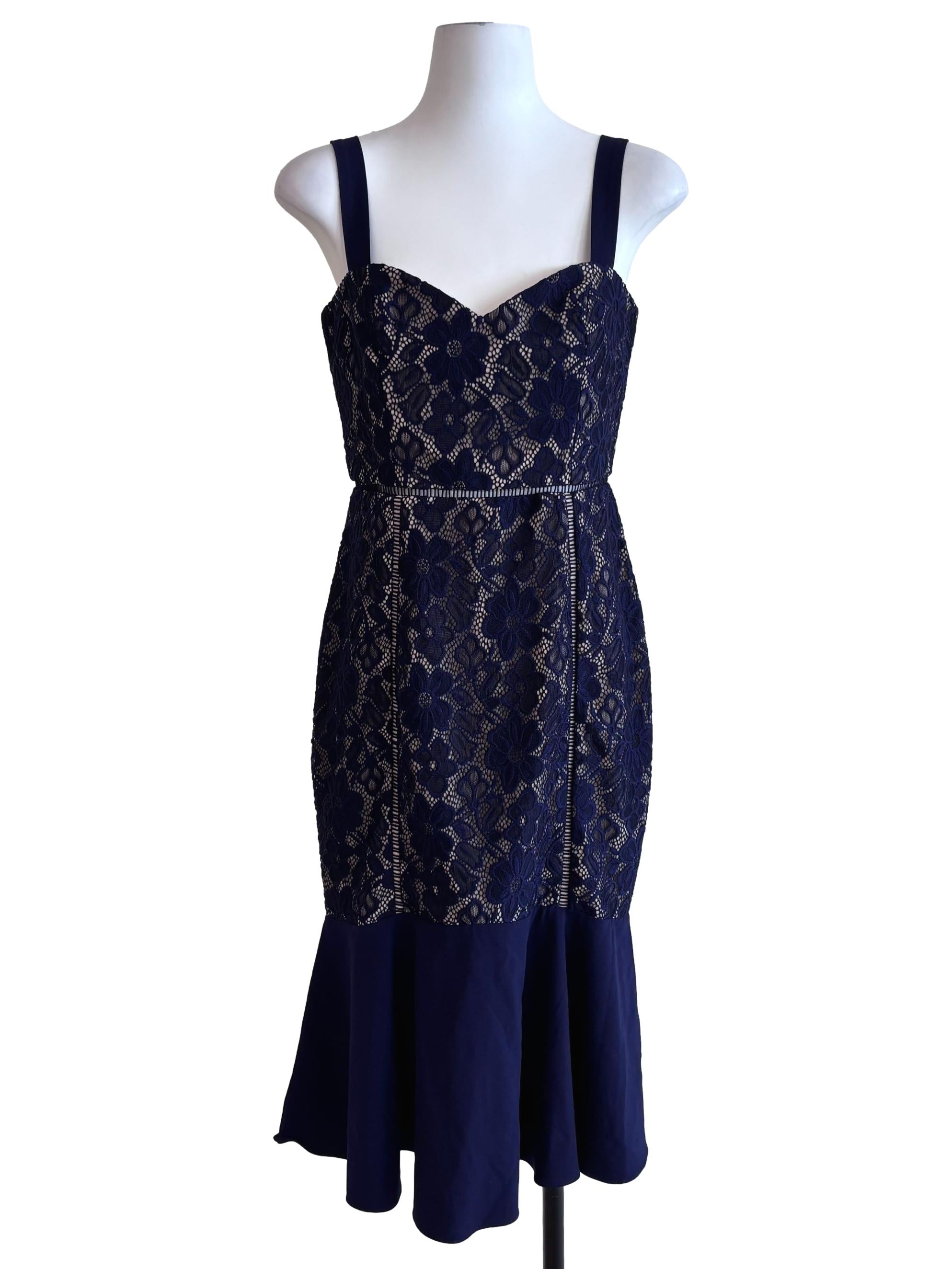 Navy Blue Lace Sweetheart Dress