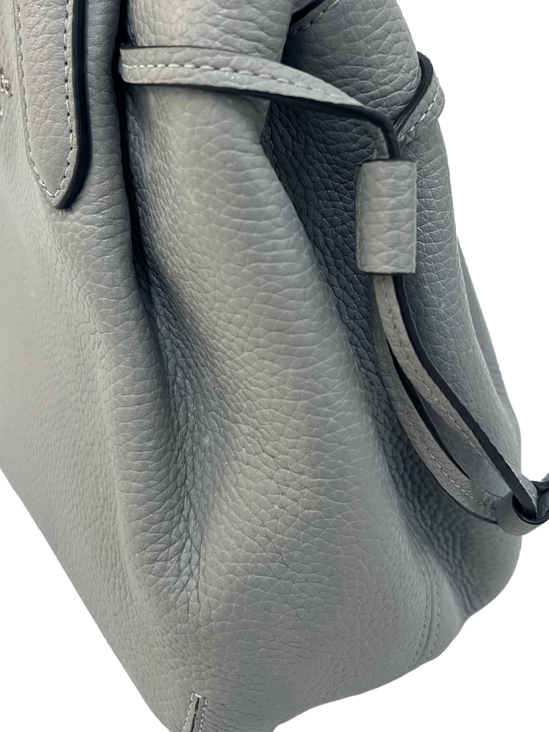 Grey Pebbled Leather Dumpling Small Satchel Bag CSN