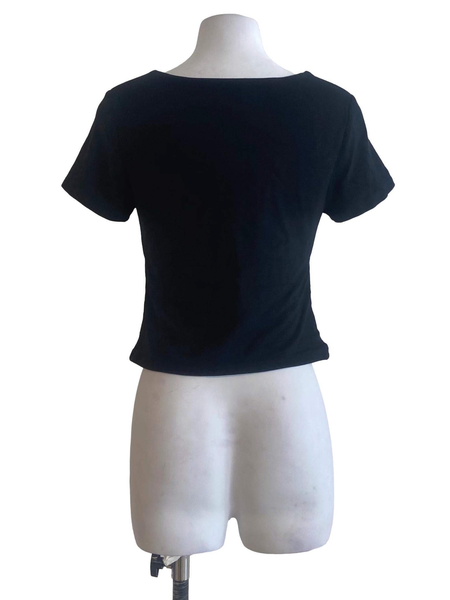 Black Square Neck Twill Blouse