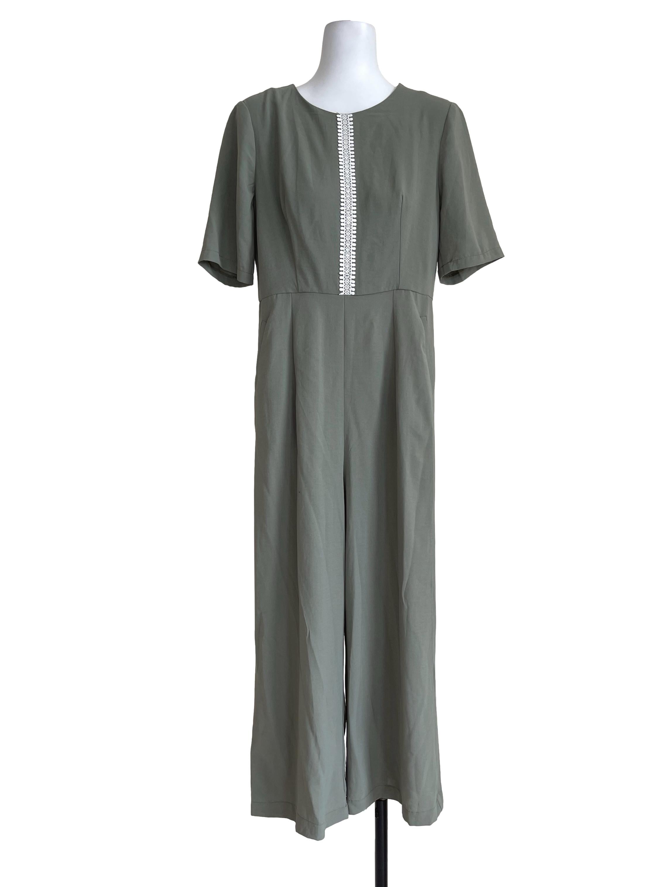 Dusty Green Middle Laced Overalls