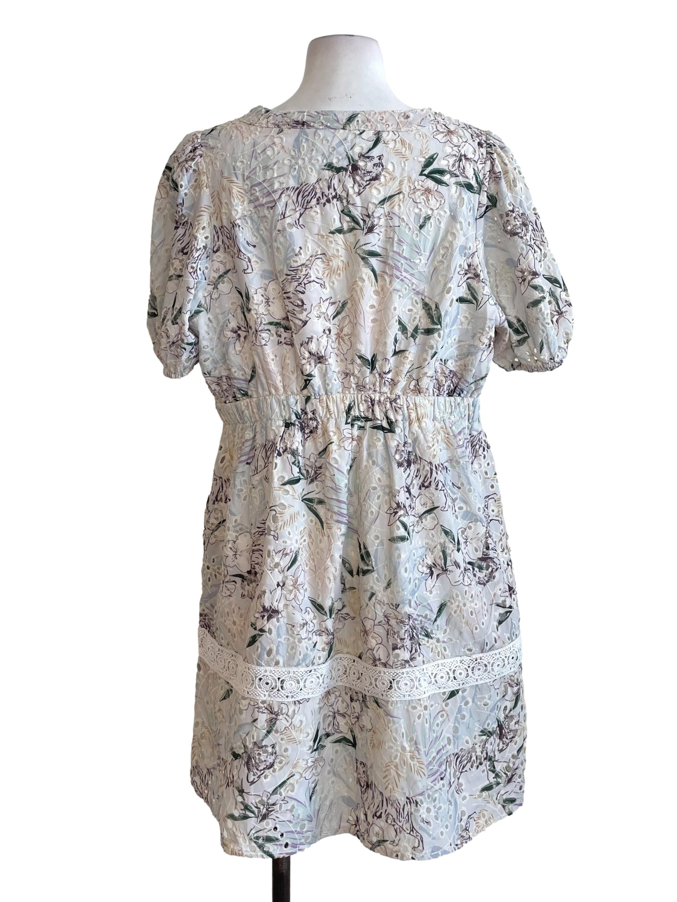 Off White Eyelet Floral Dress